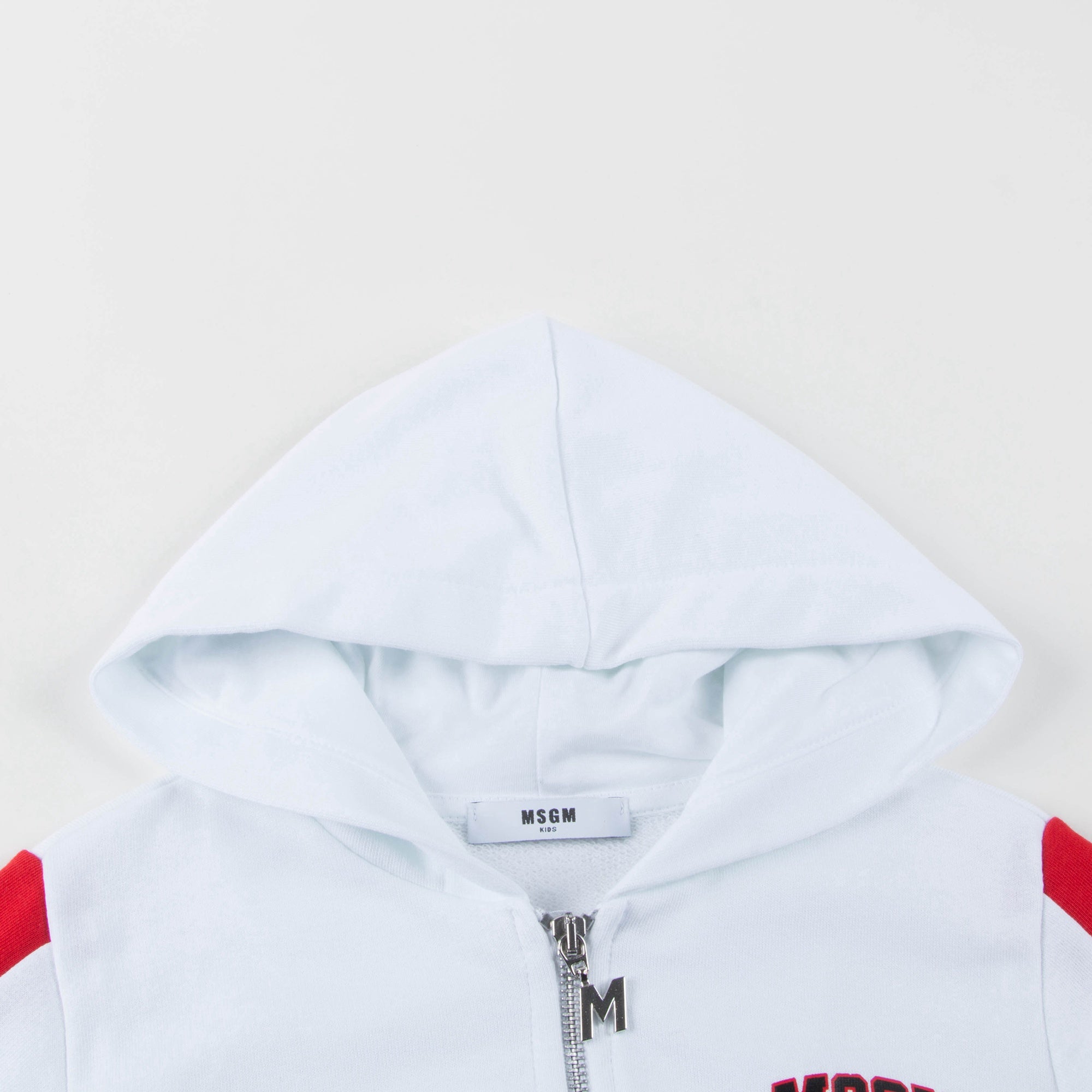 Boys White Cotton Fleece Hoodie Jacket