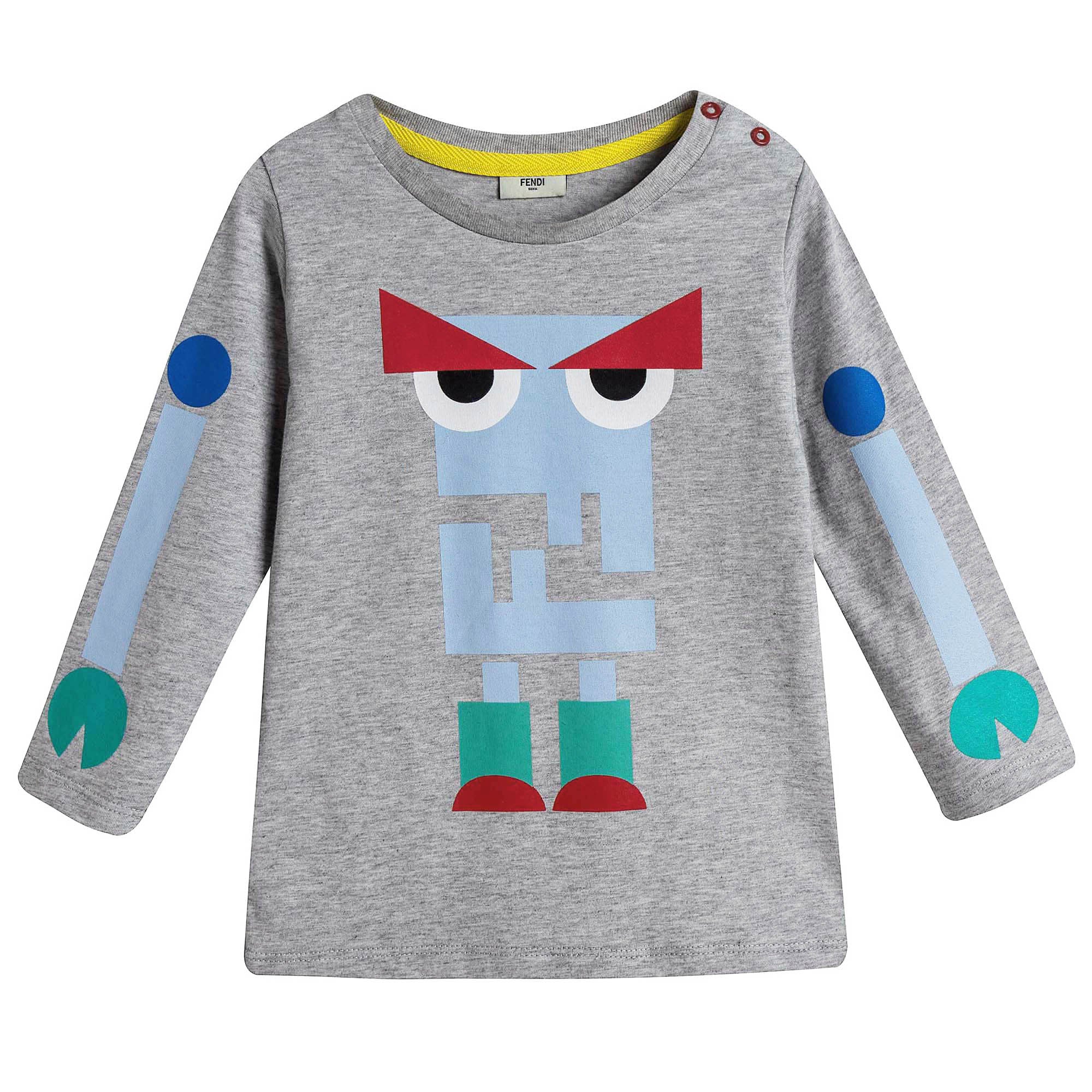 Baby Boys Light Grey Monster Printed T-Shirt - CÉMAROSE | Children's Fashion Store - 1