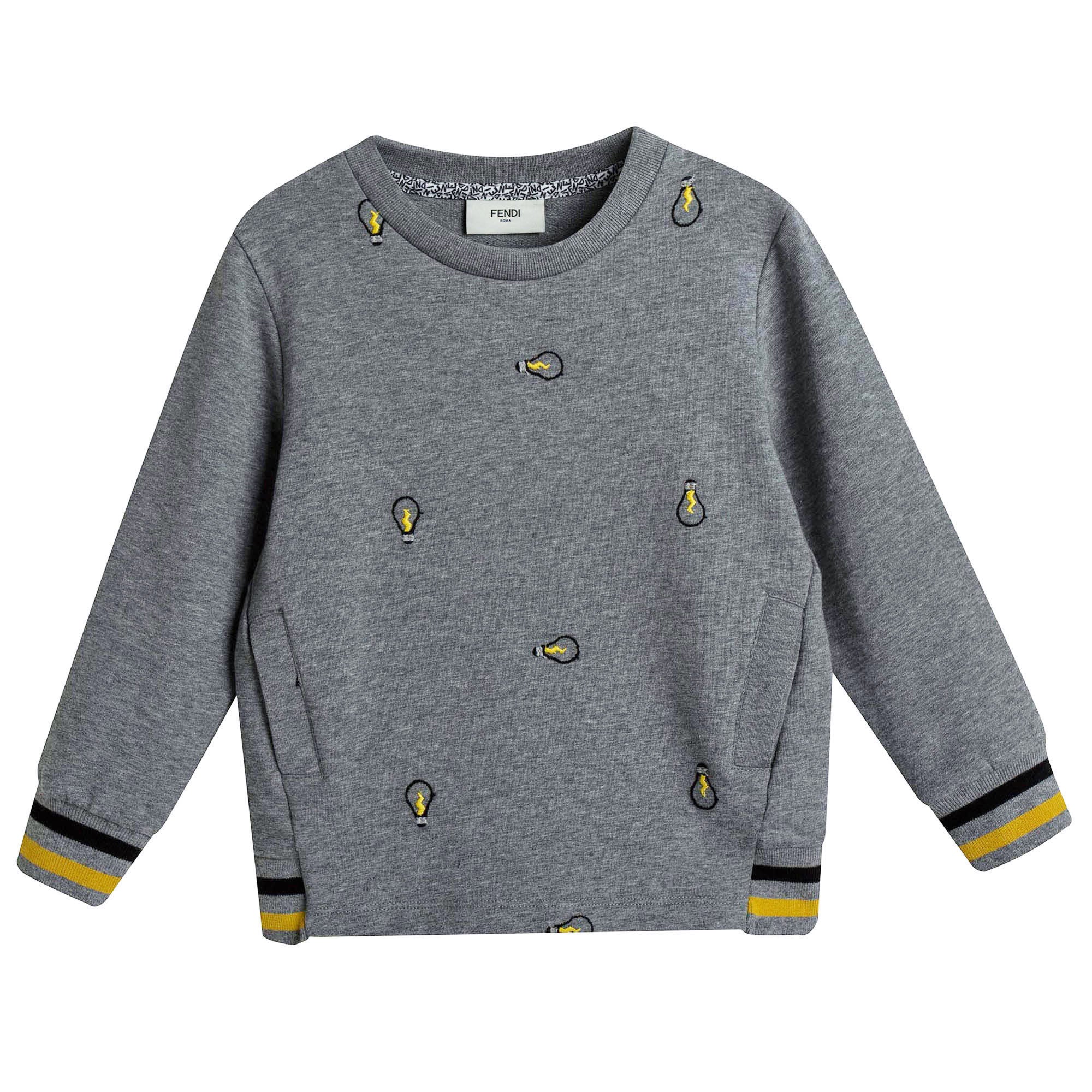 Boys Dark Grey Embroidered Lightbulb Sweatshirt - CÉMAROSE | Children's Fashion Store - 1