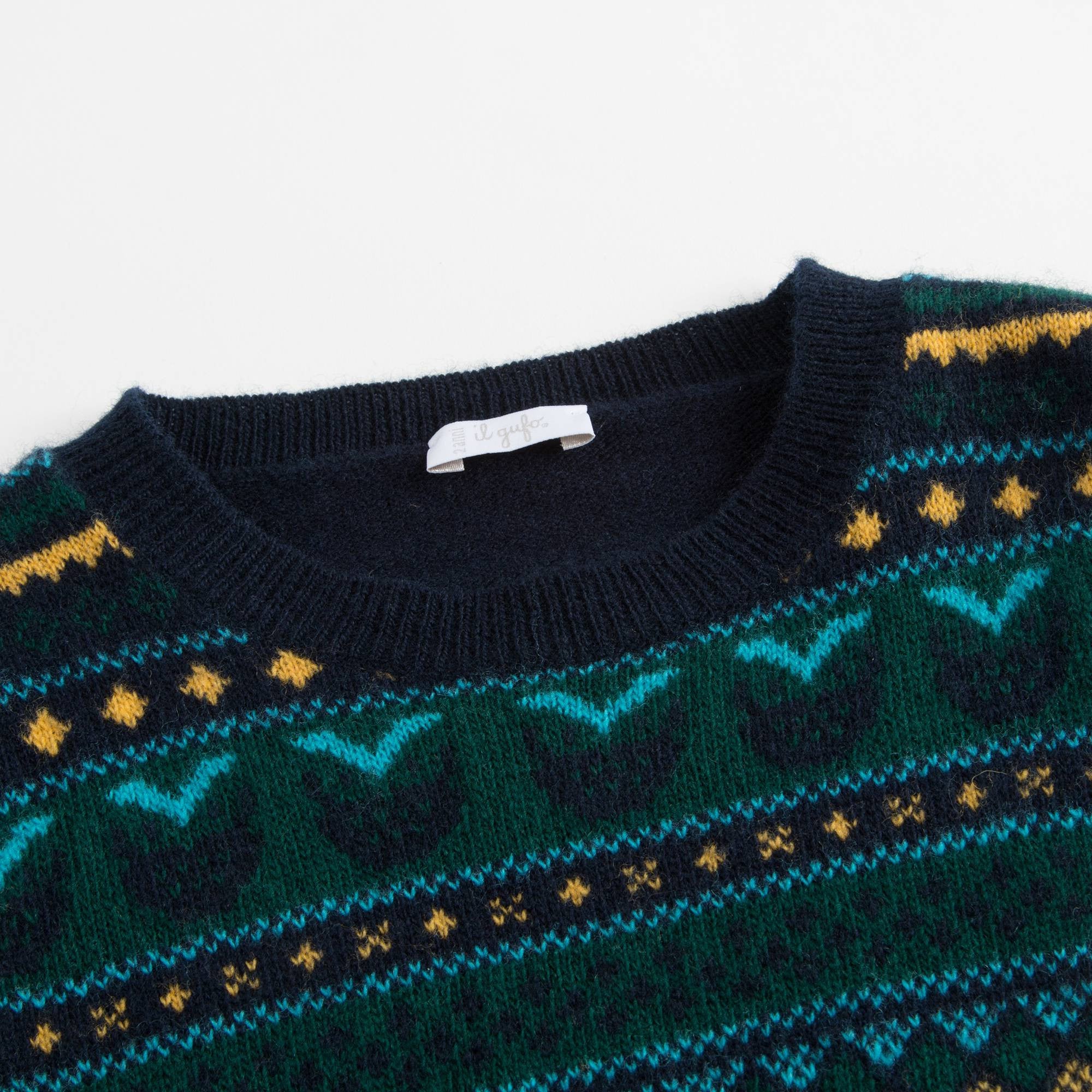 Boys Blue & Green Wool Sweater