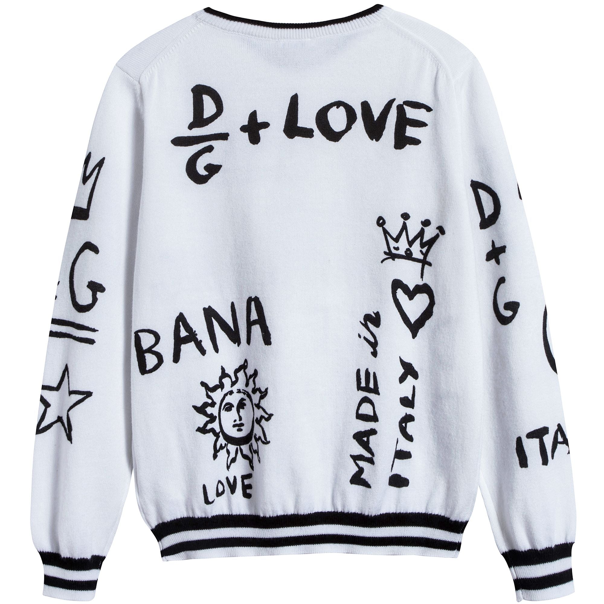 Boys White Grafftit  Maschio Cotton Sweatshirt