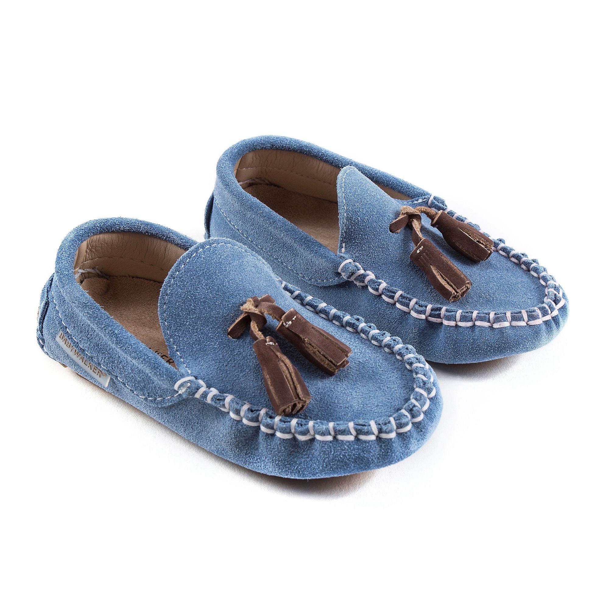 Boys Blue Suede Leather Tasselled Loafers