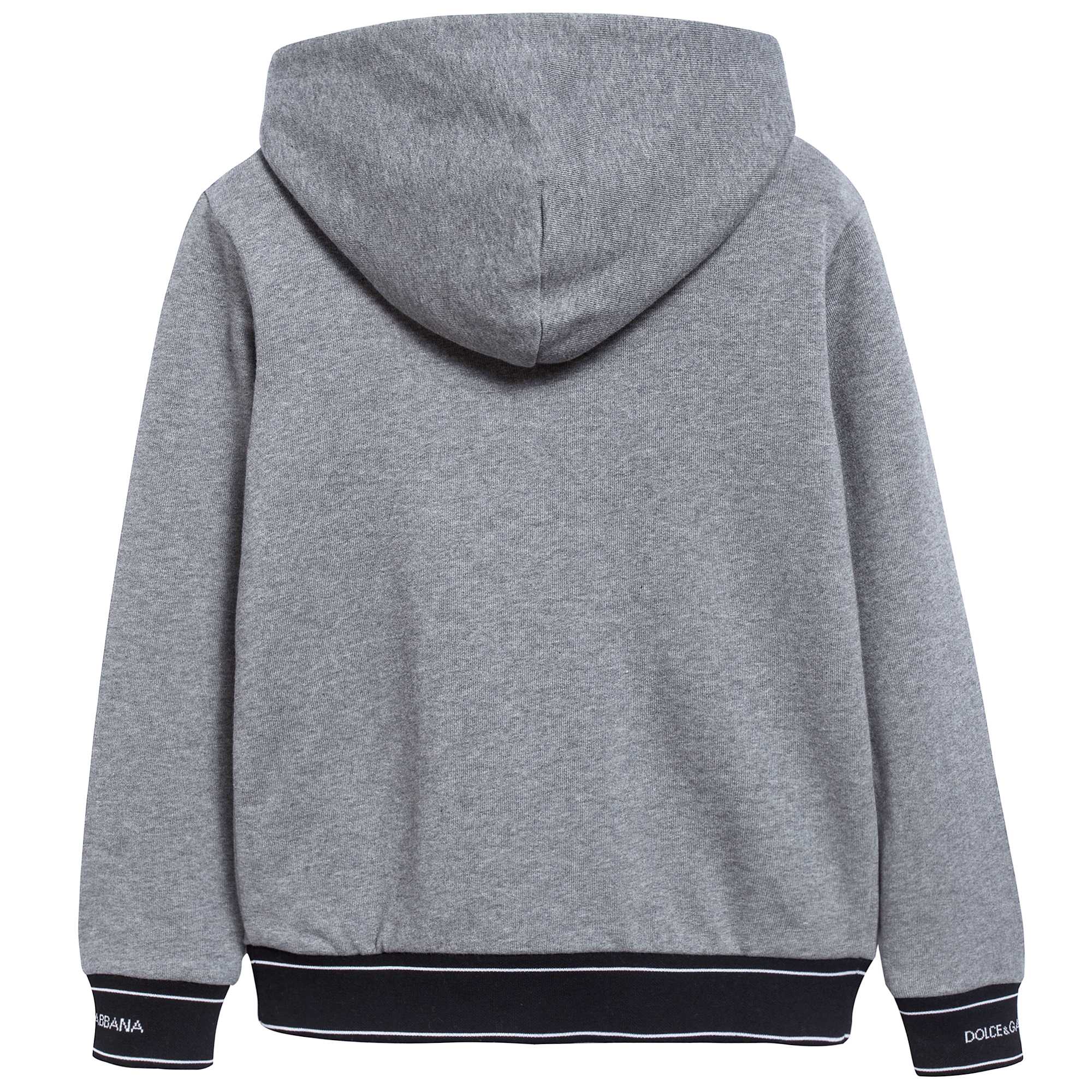 Boys Grey Logo Cotton Zip-up Top