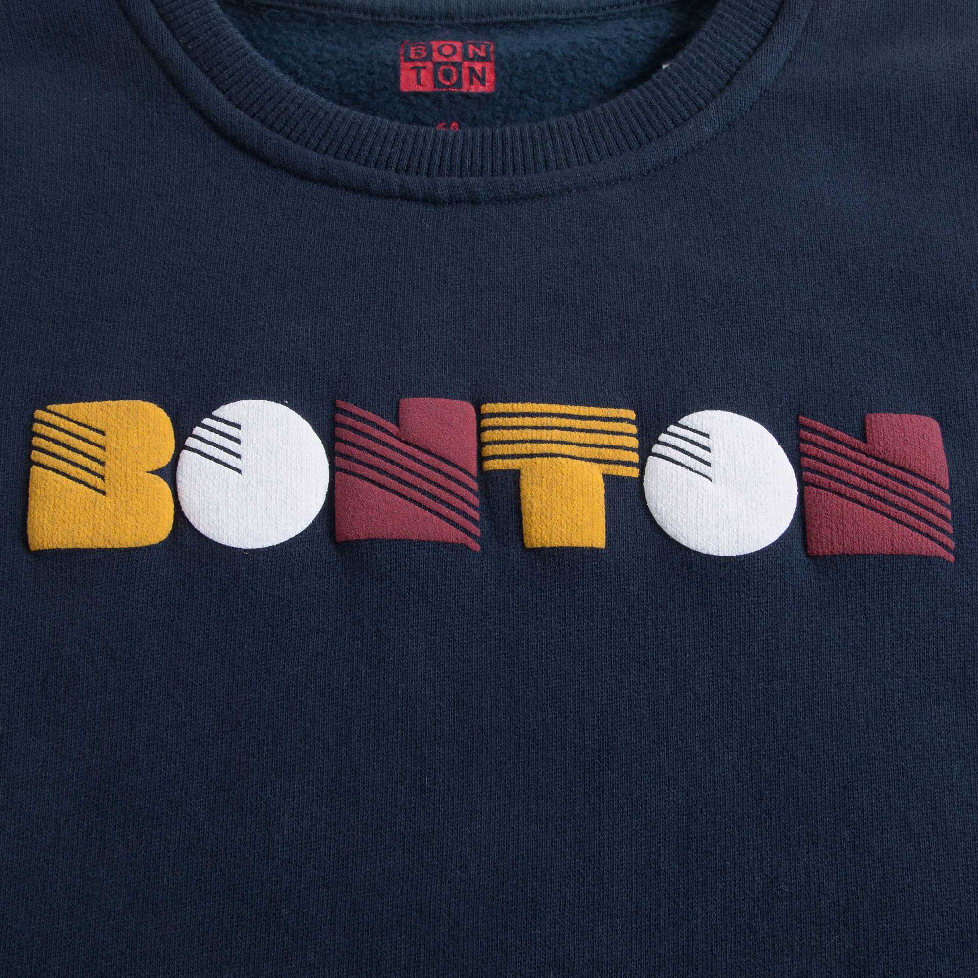 Boys Navy Blue Cotton Logo Swaetshirt