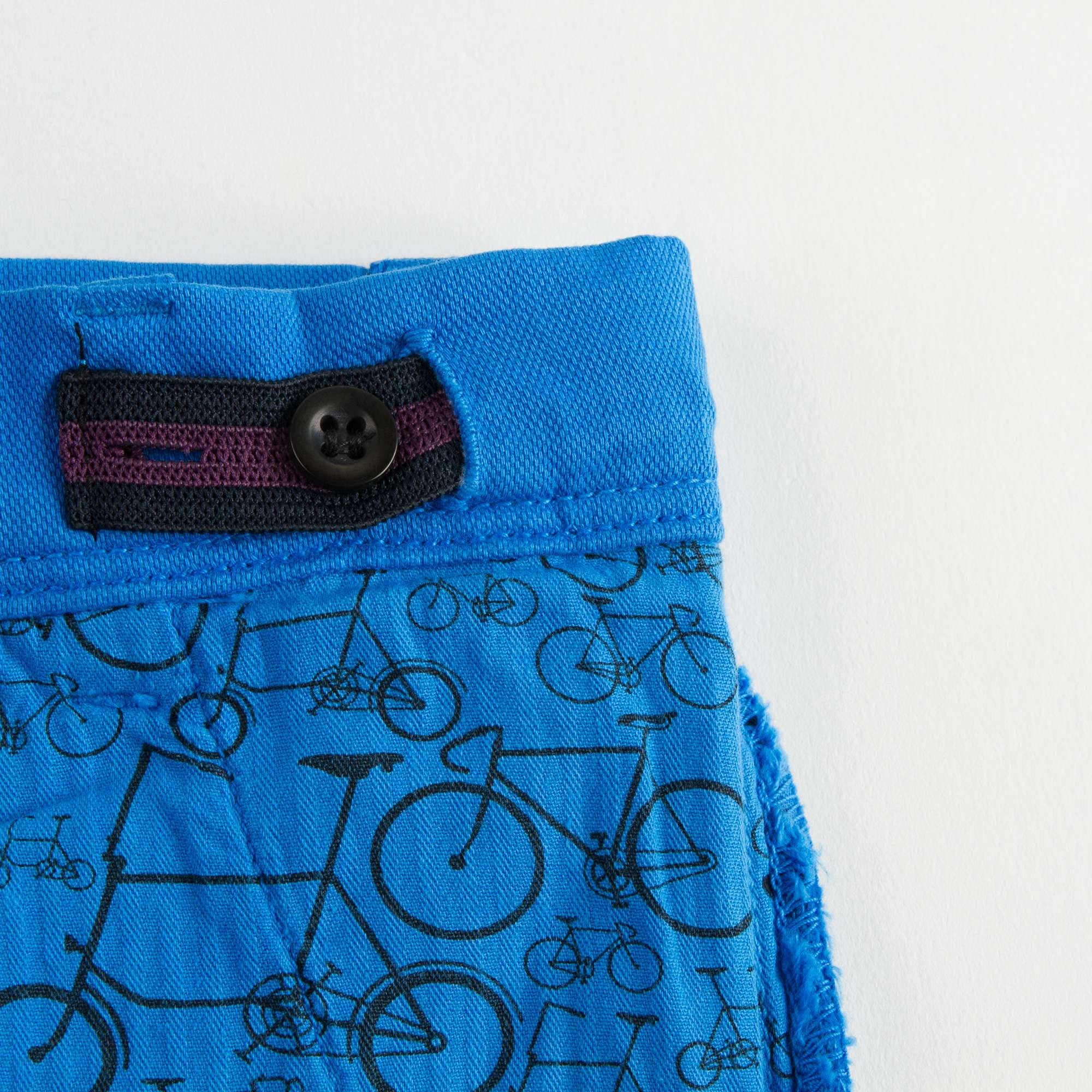 Boys Blue Cotton Printed Cuffs Short