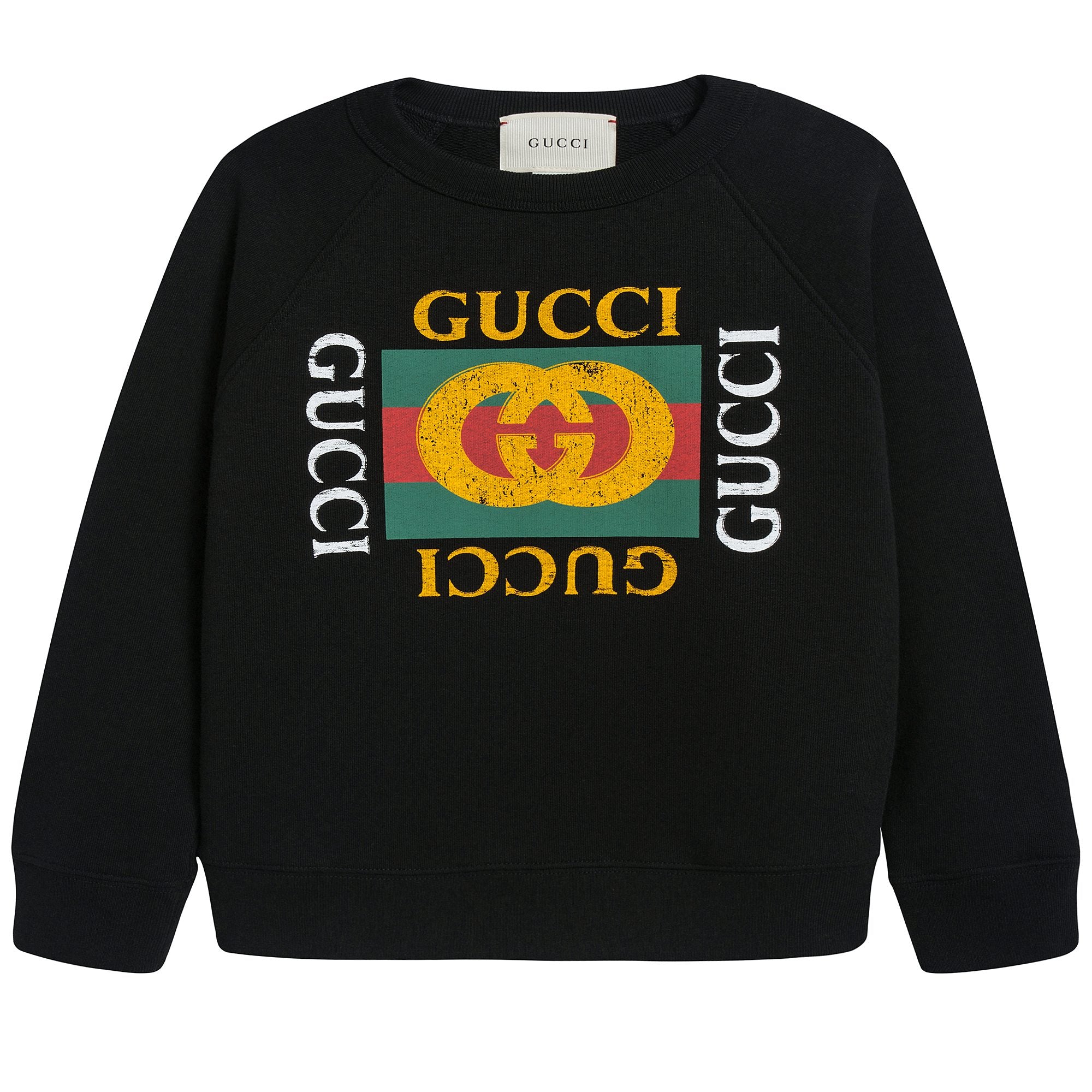 Boys & Girls Black Logo Cotton Sweatshirt