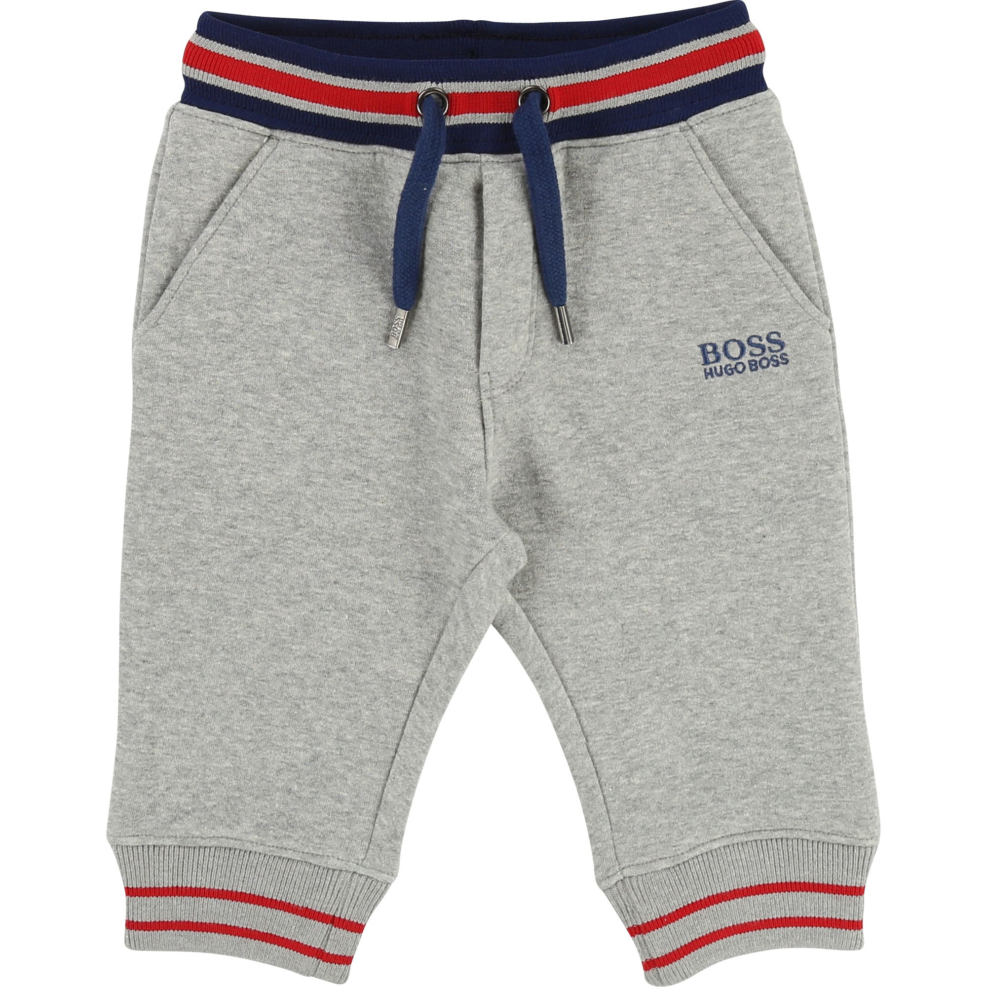 Baby Boys Grey Chine Logo Cotton Trousers