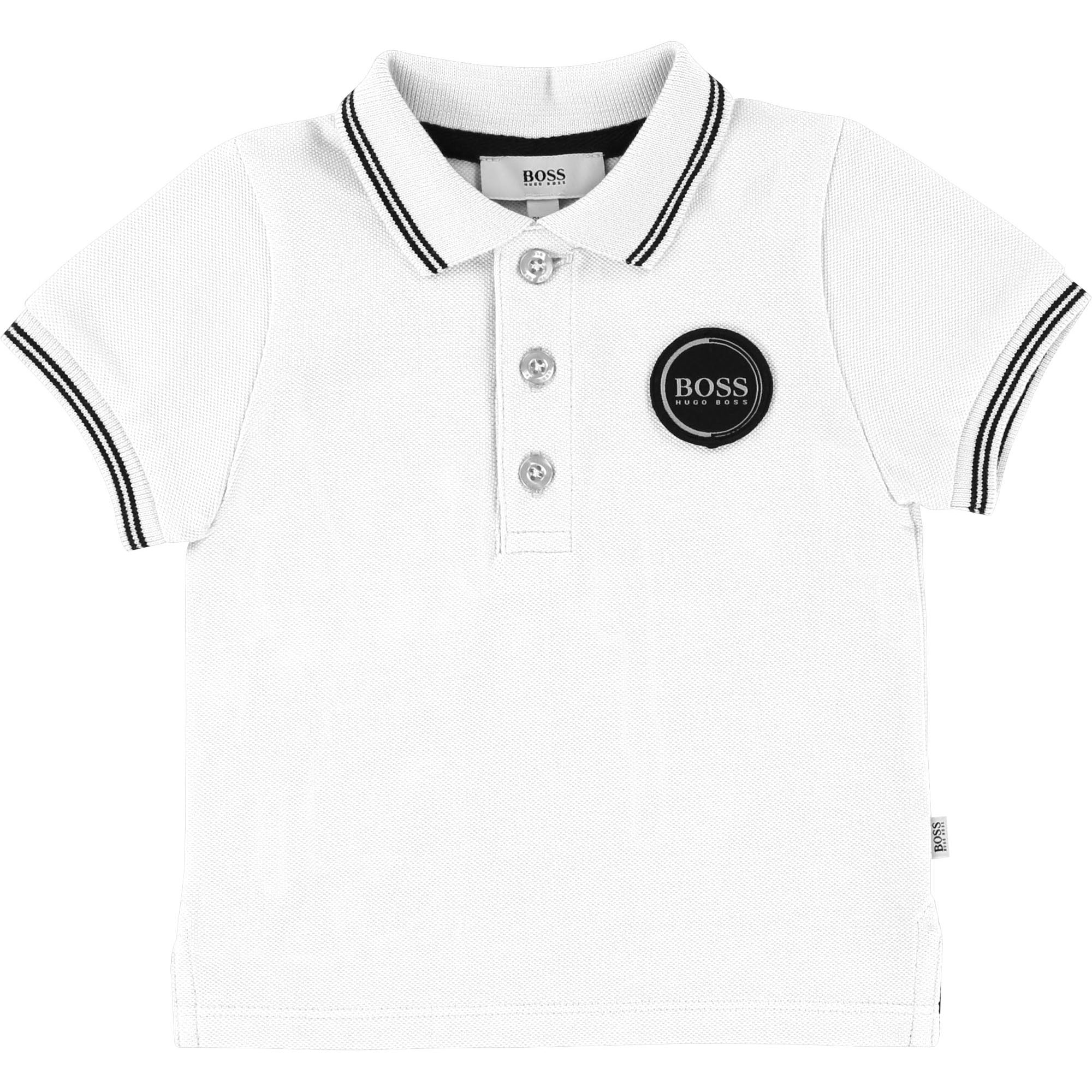 Baby Boys White Cotton Polo Shirt