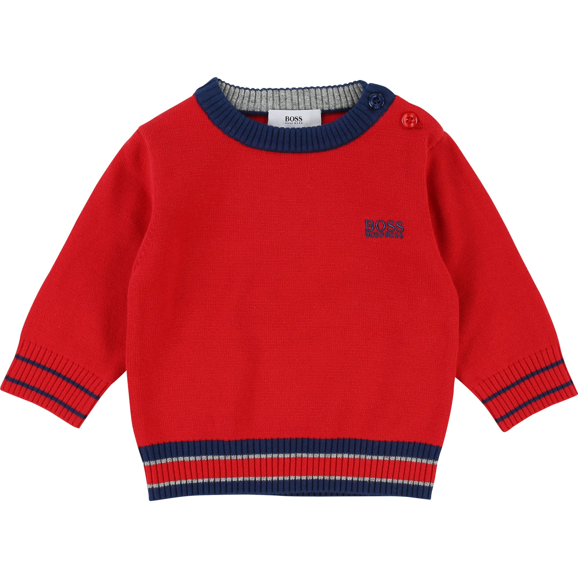 Baby Boys Pop Red Cotton Sweater