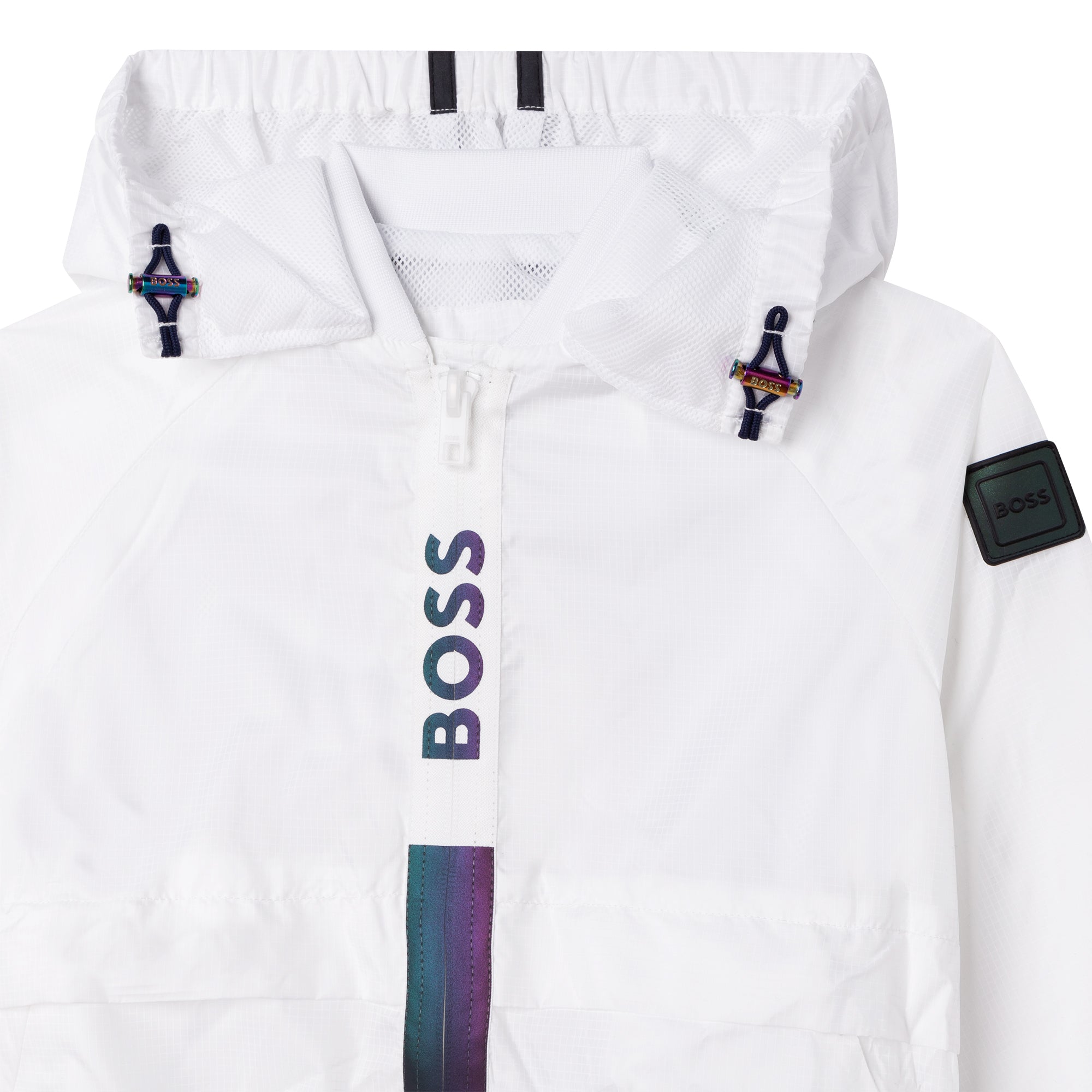 Boys & Girls White Logo Zip-Up Top