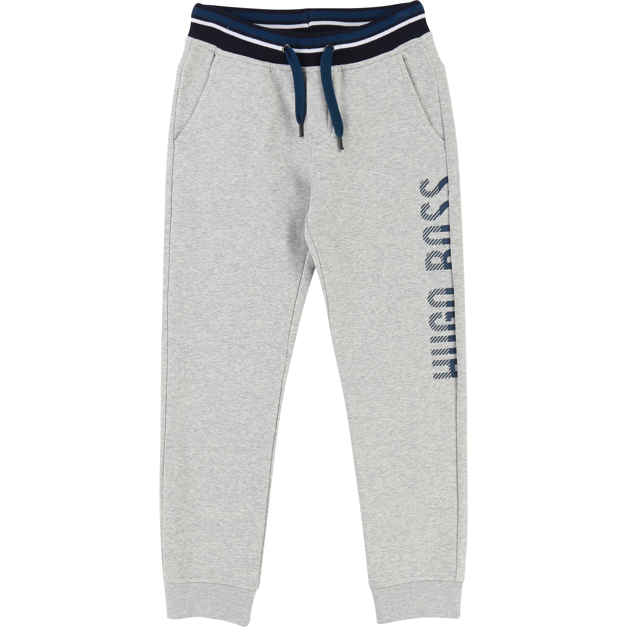 Boys Grey Chine Logo Cotton Trousers