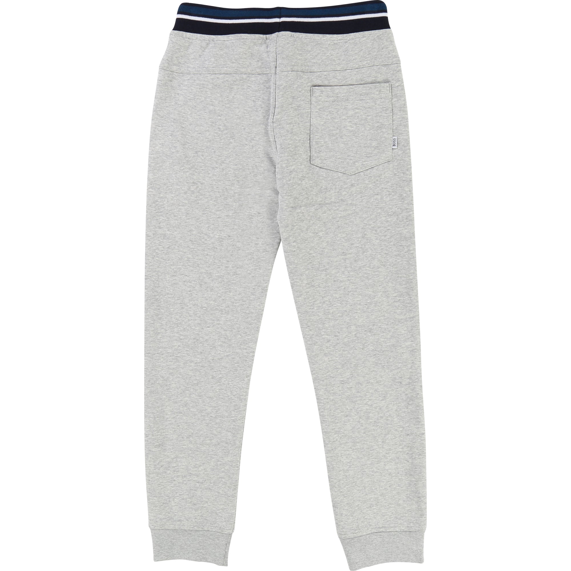 Boys Grey Chine Logo Cotton Trousers