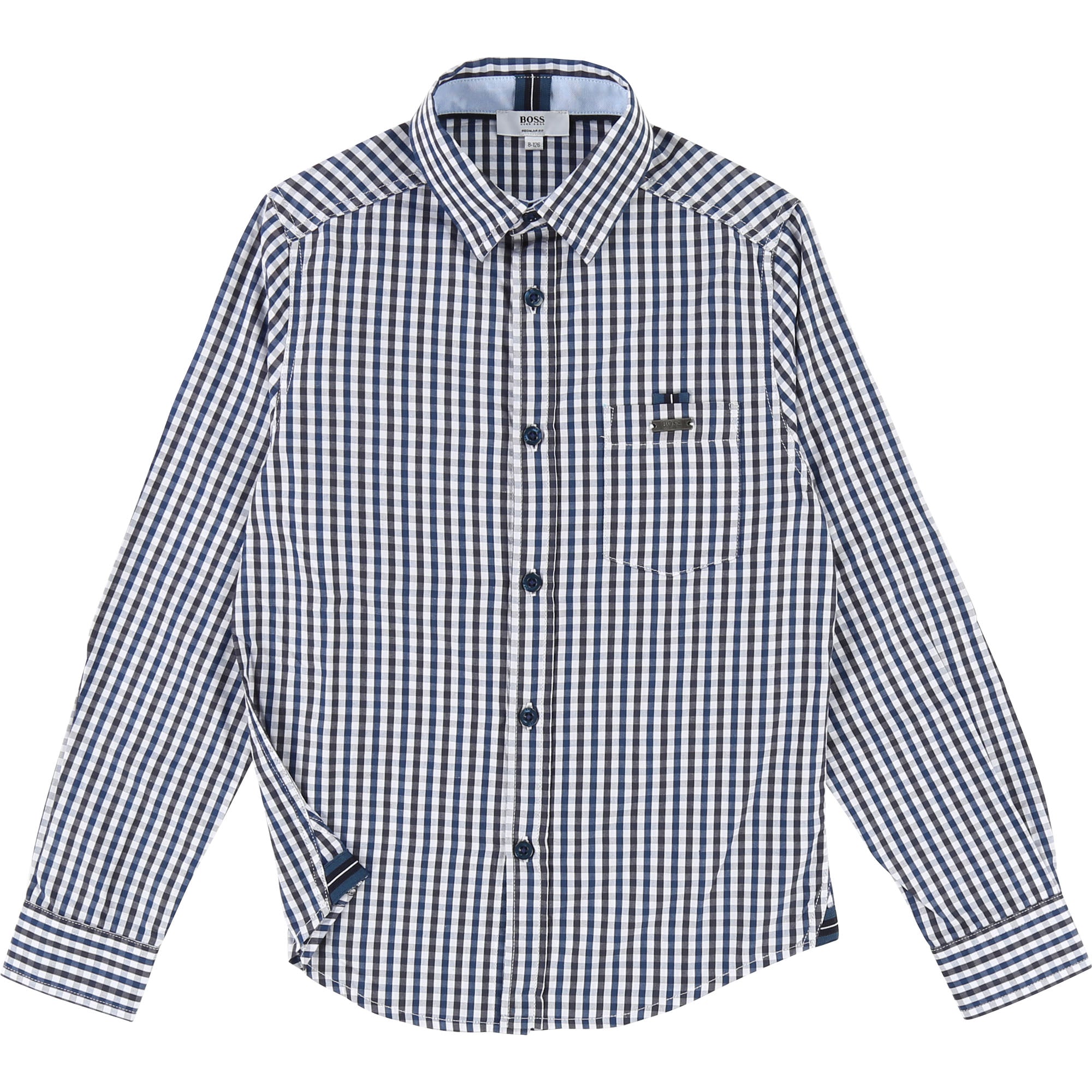 Boys Blue & White Check Cotton Shirt