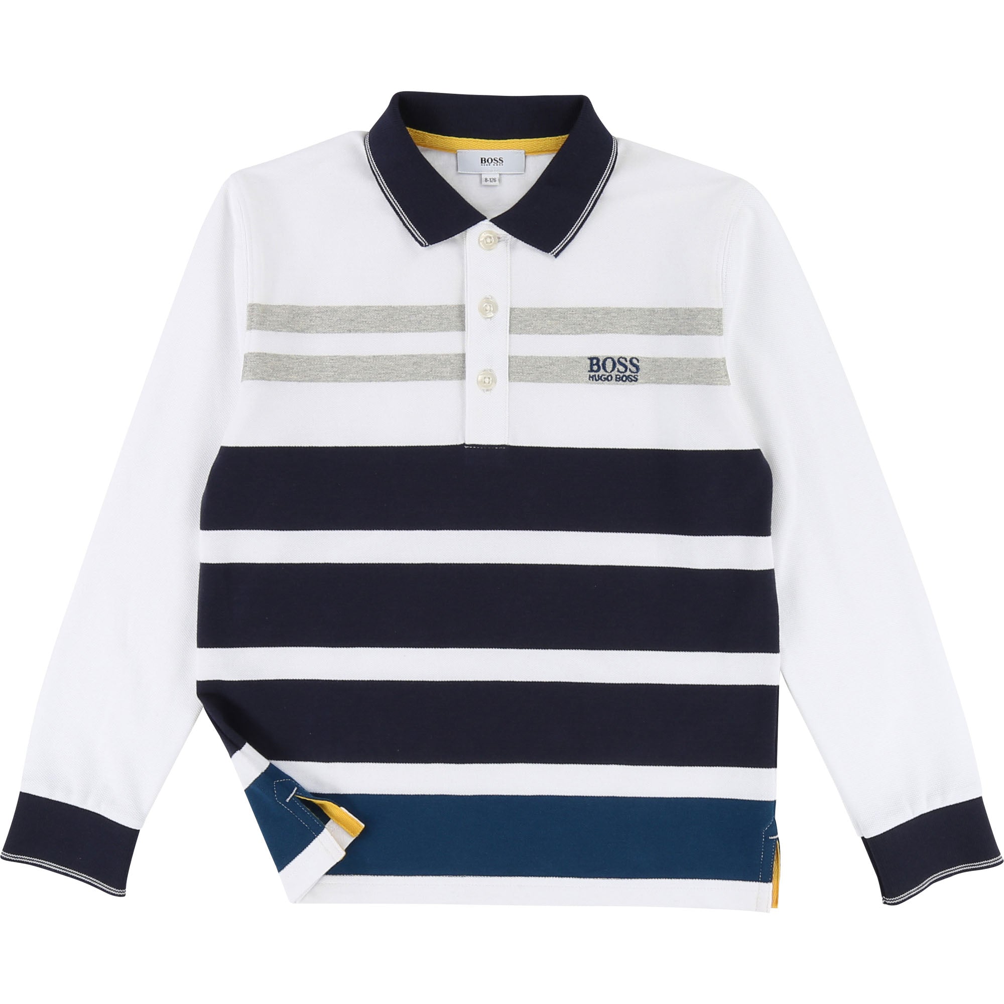 Boys White & Black Check Cotton Polo Shirt