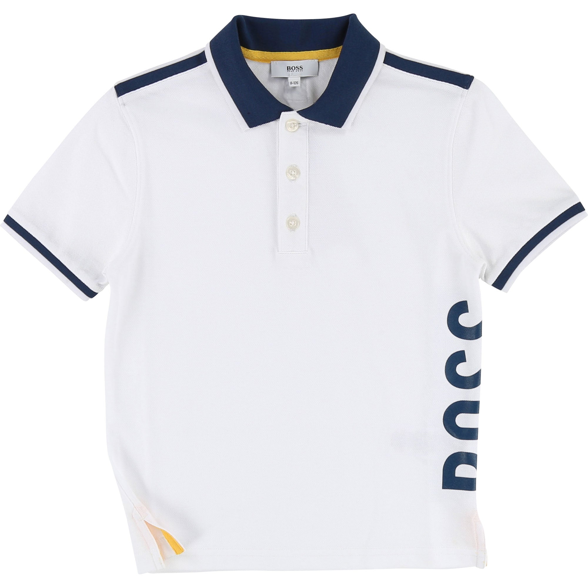 Boys White Logo Cotton Polo Shirt