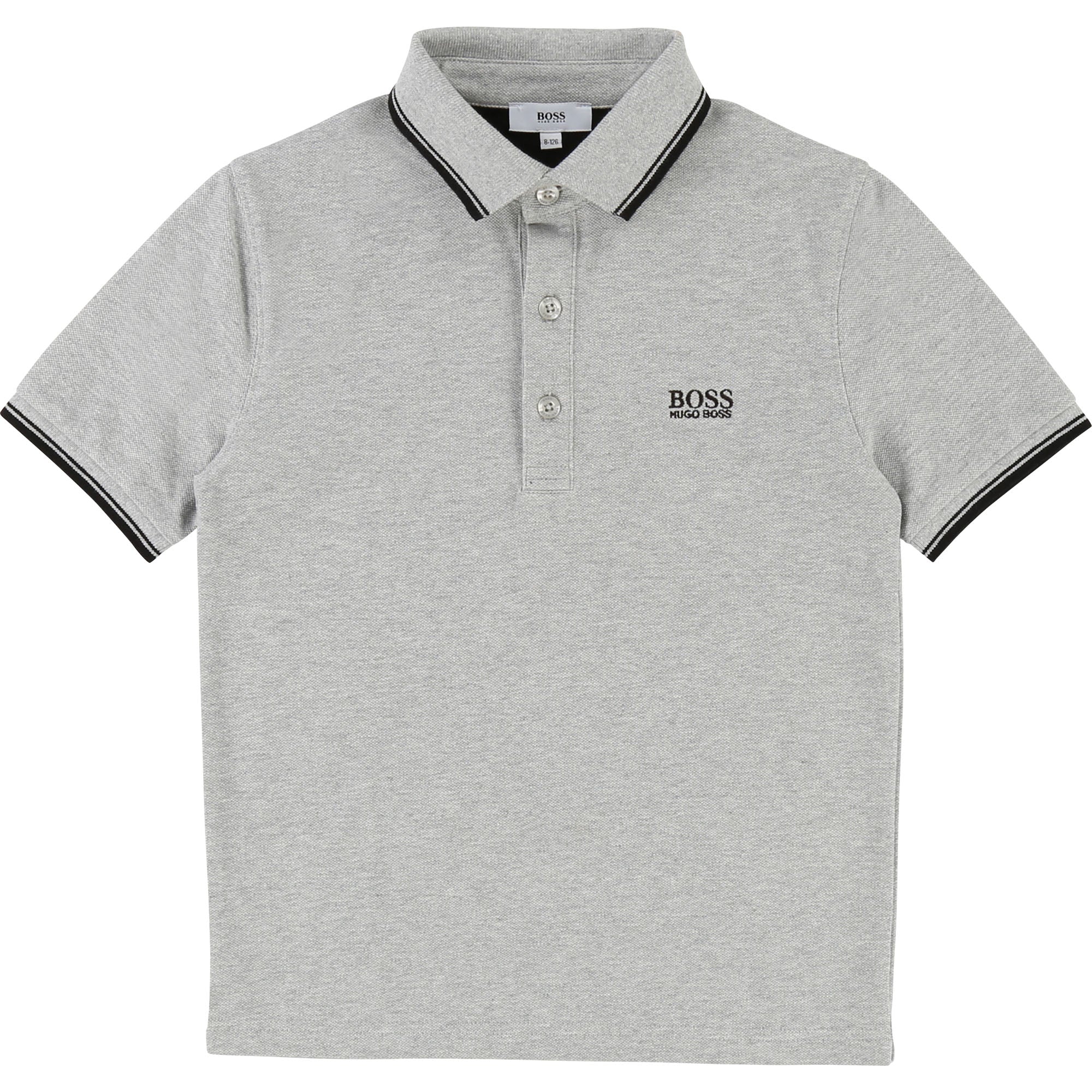 Boys Grey Chine Cotton Polo Shirt