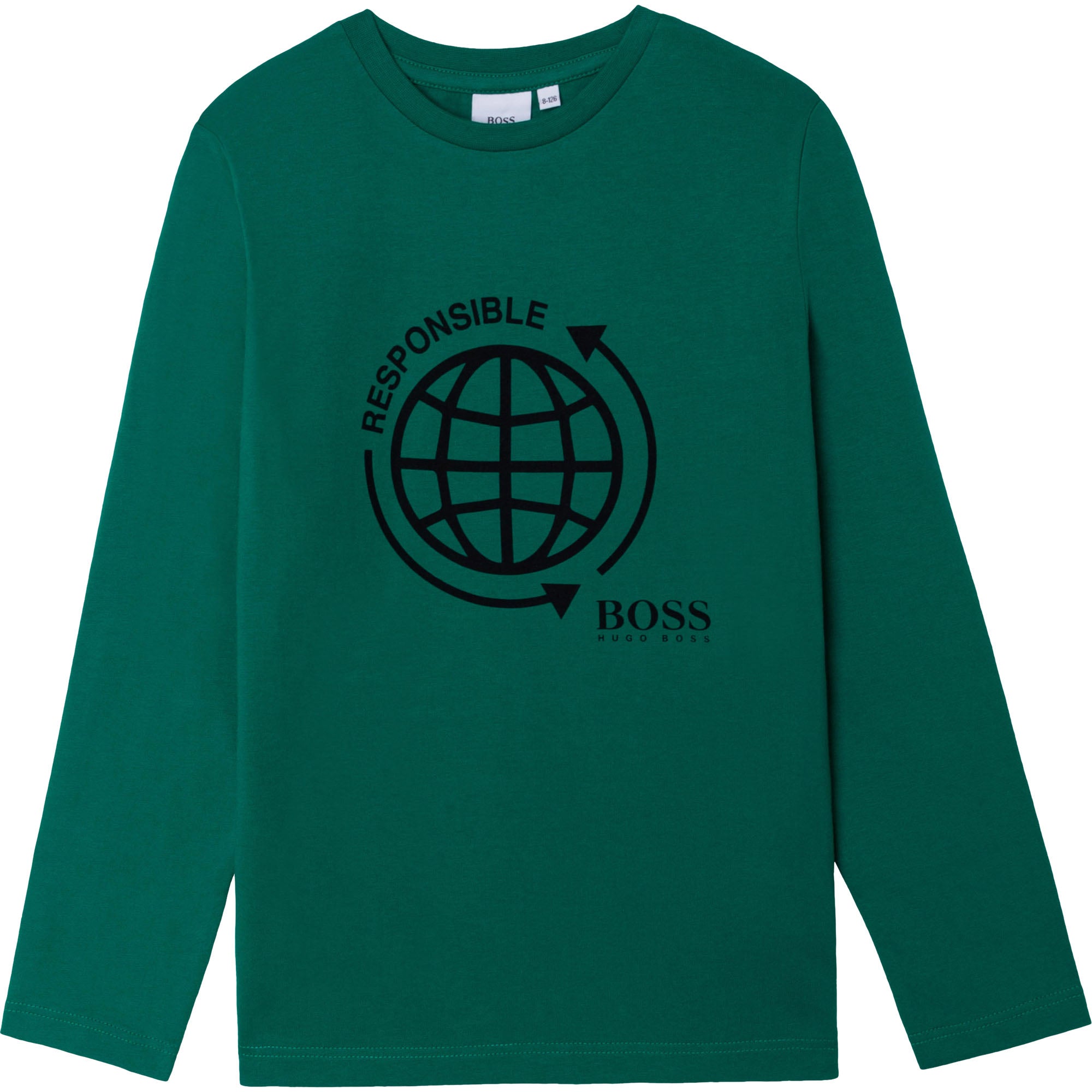 Boys Green Logo Cotton T-Shirt