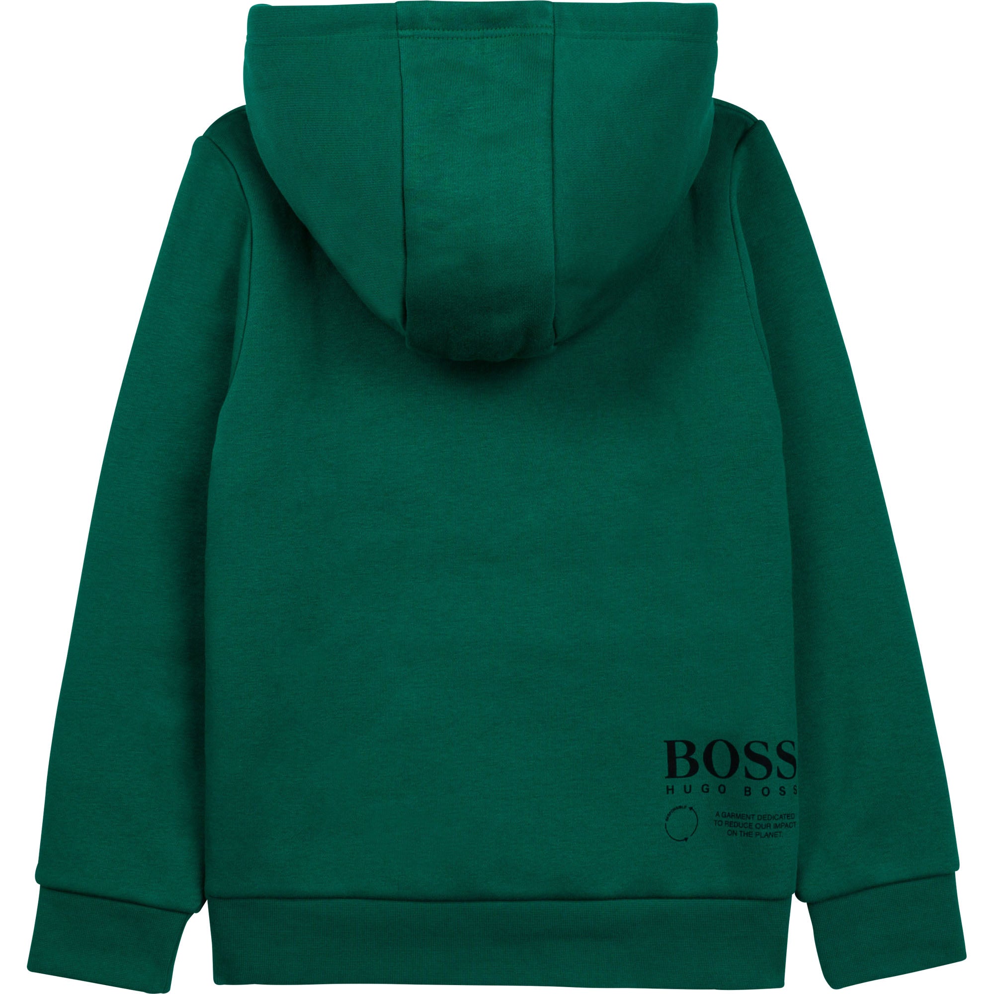 Boys Green Logo Hooded Cotton Sweatshirt