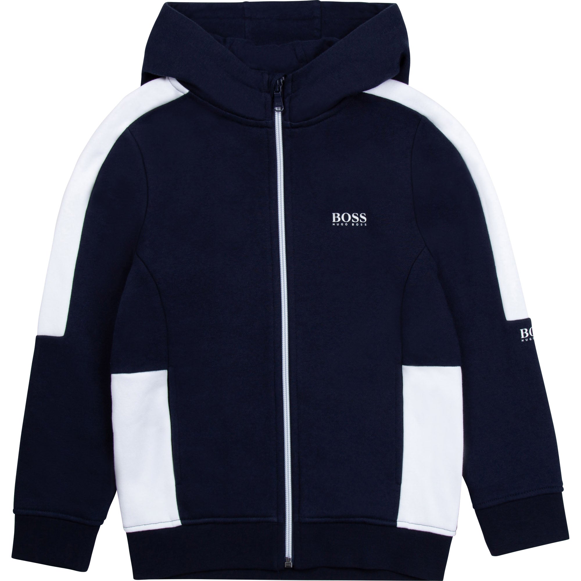 Boys Blue Logo Cotton Zip-Up Top