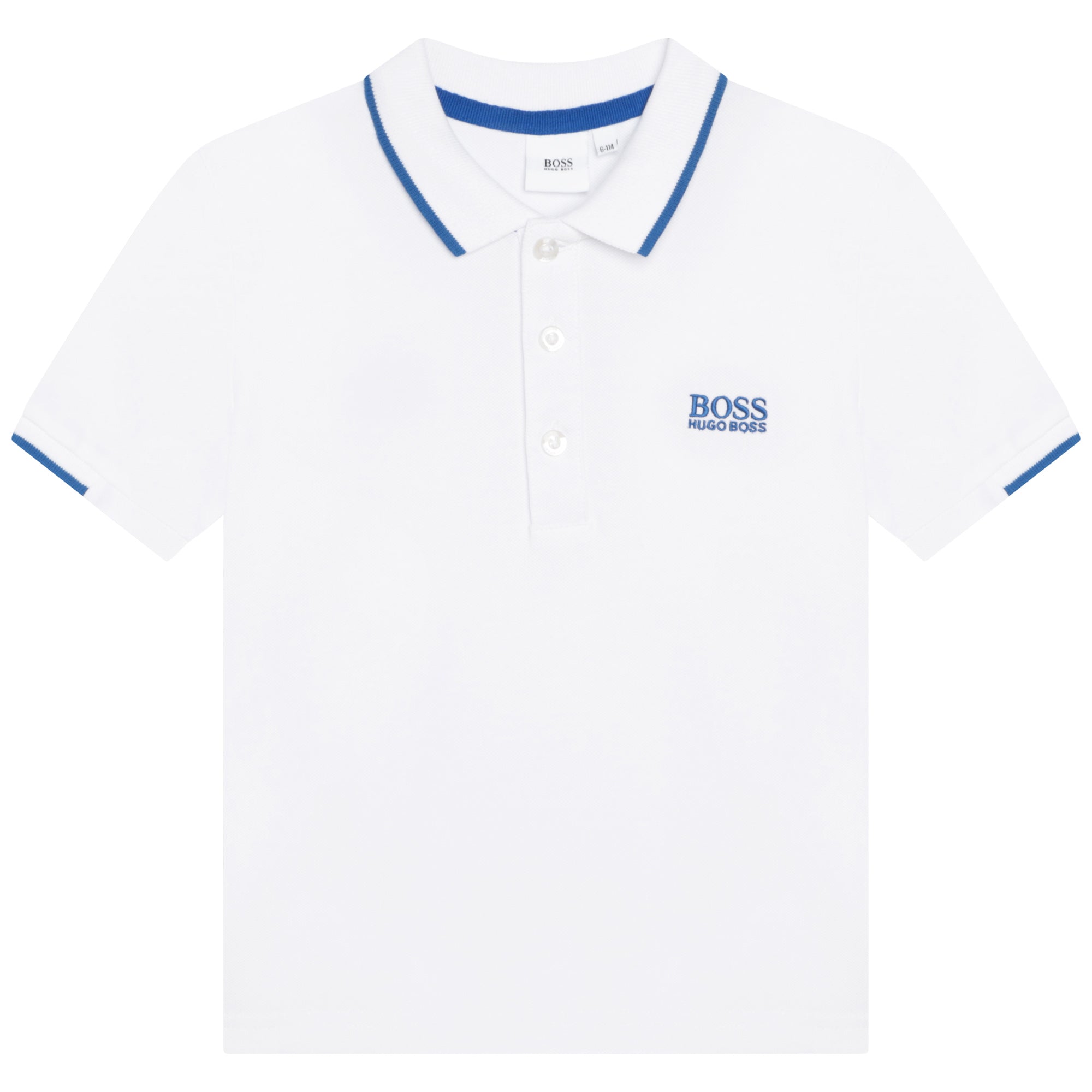 Boys White Logo Cotton Polo Shirt