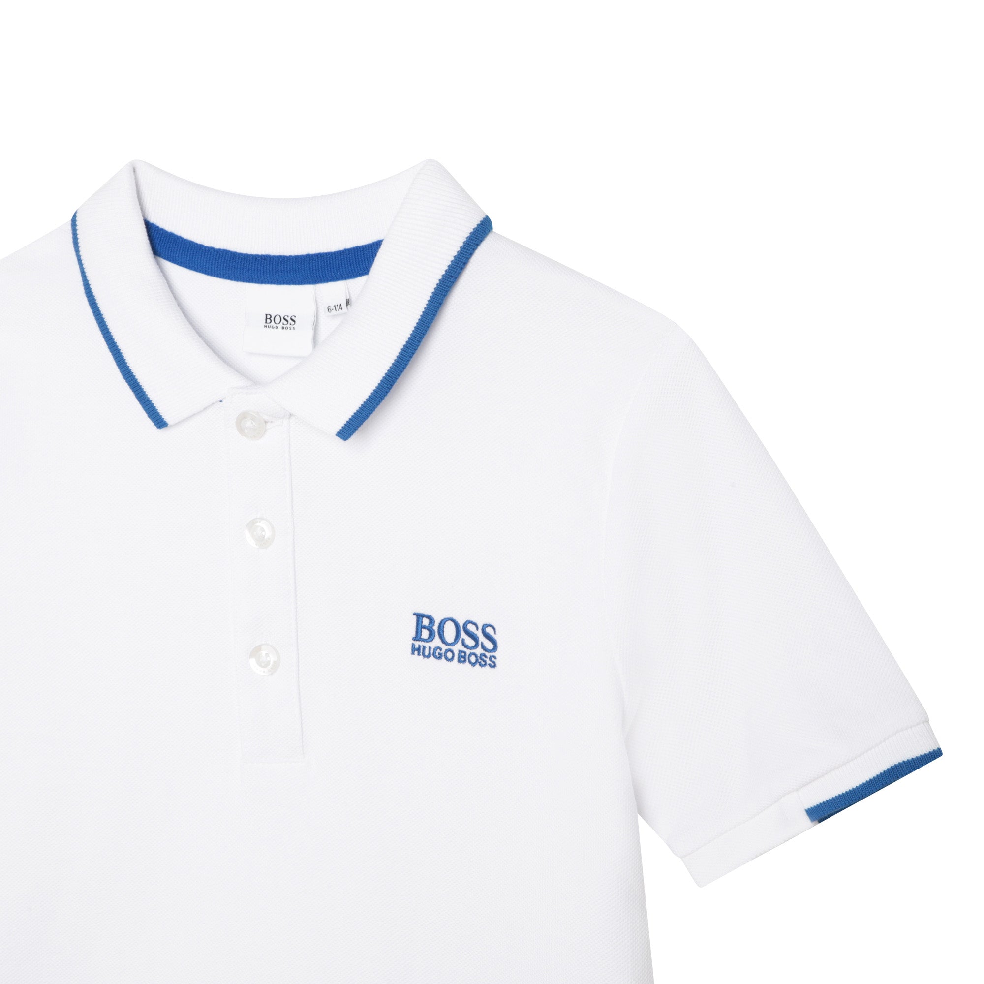 Boys White Logo Cotton Polo Shirt