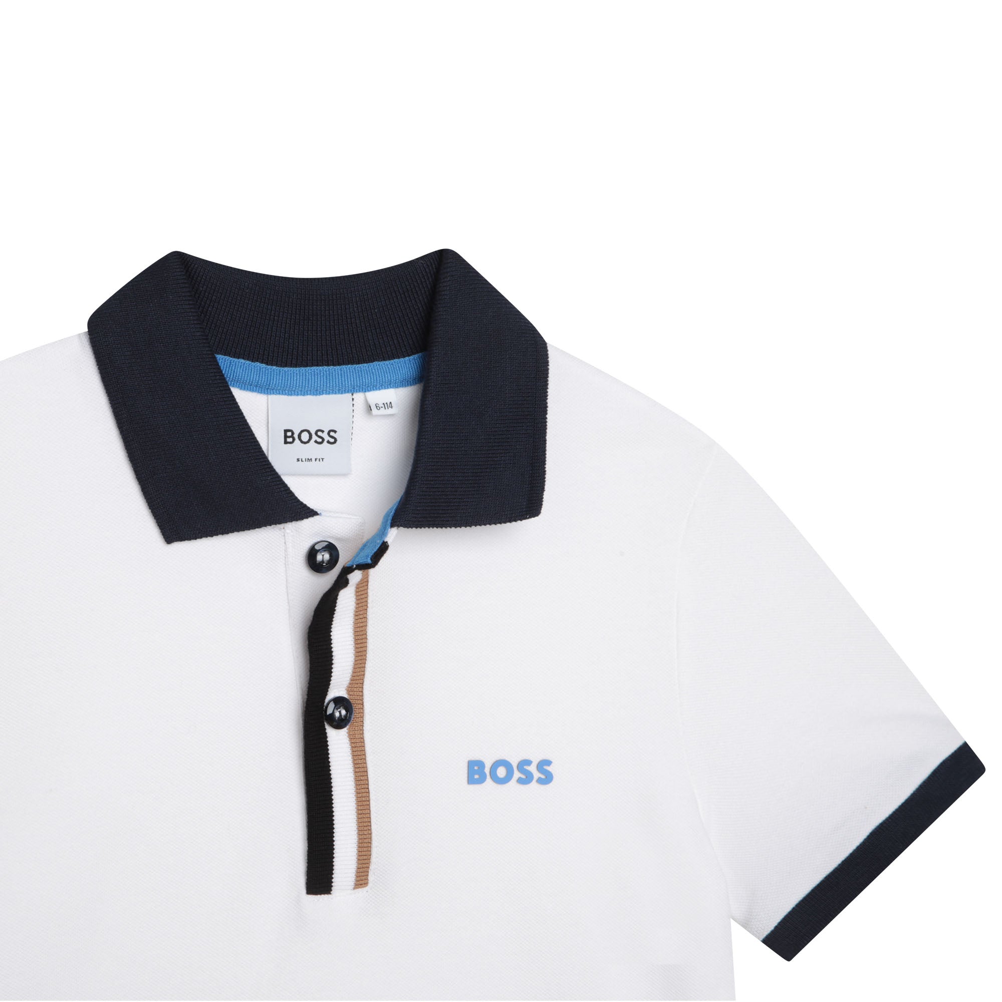 Boys White Logo Cotton Polo Shirt