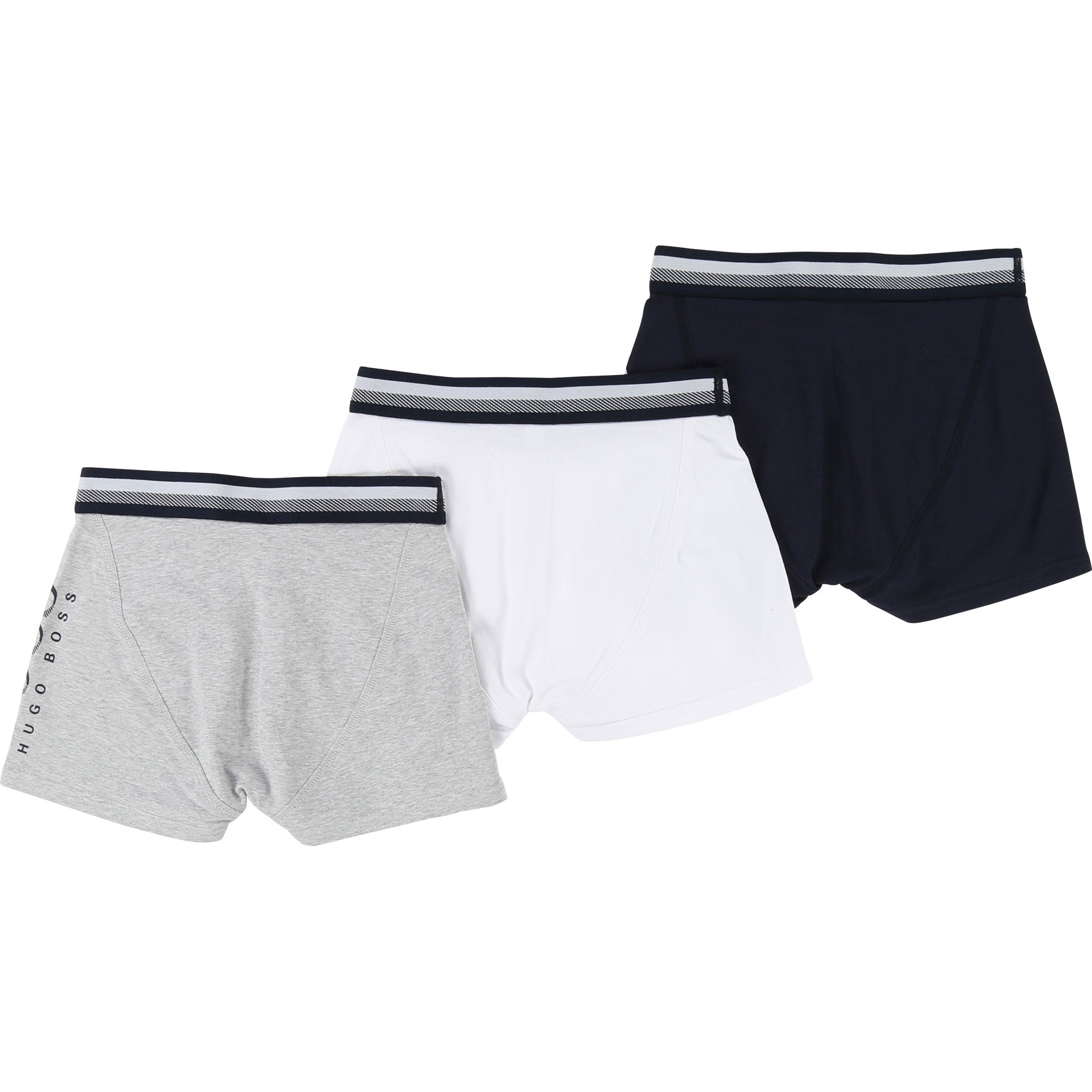 Boys White & Blue & Grey Cotton Underwear 3 Pack Gift Set