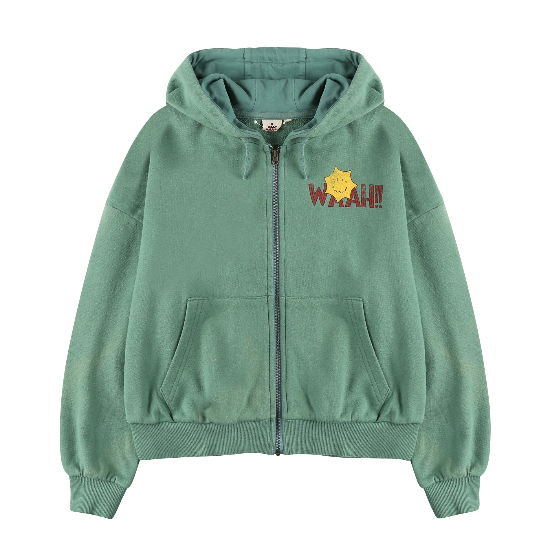 Boys & Girls Green Hooded Zip-Up Top