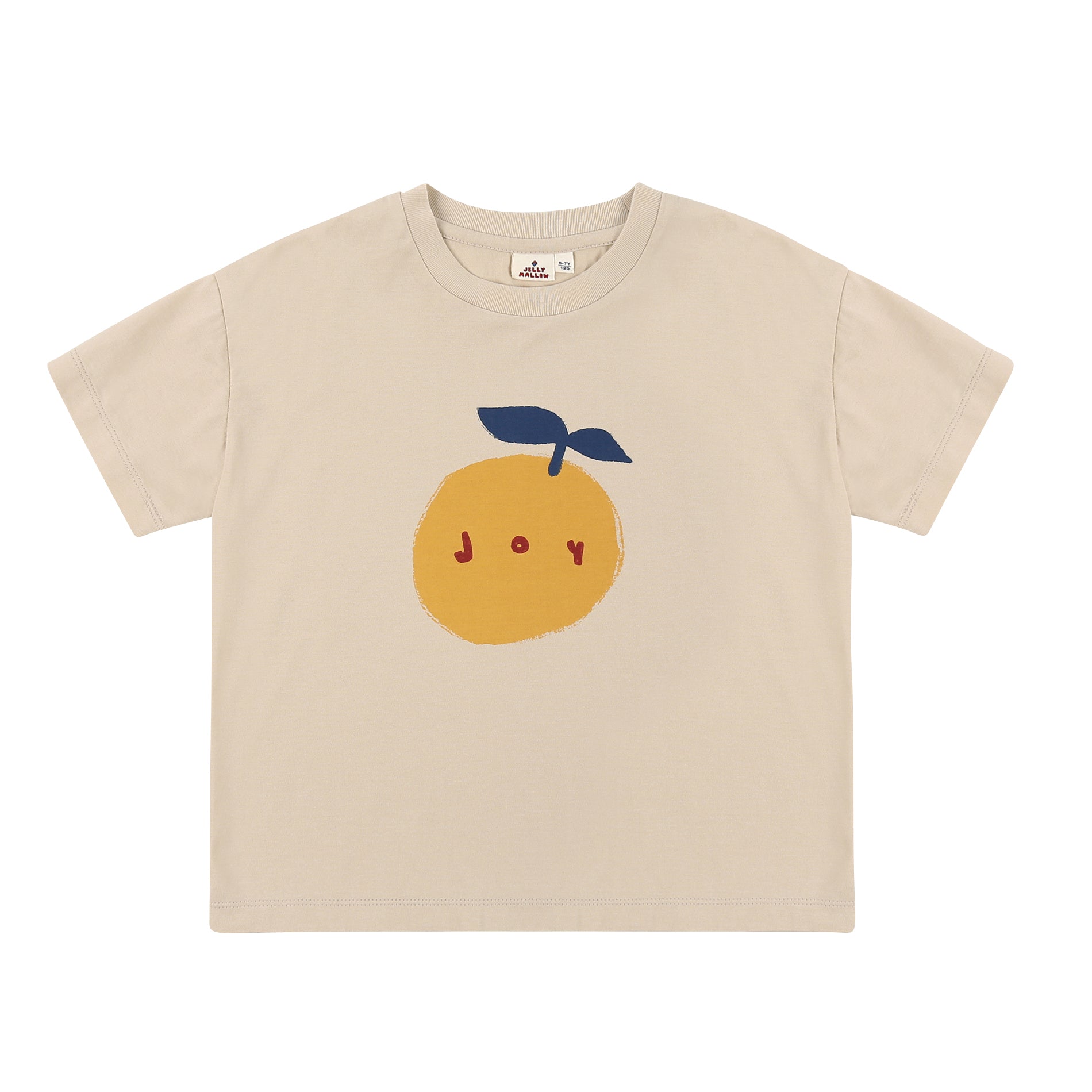 Boys & Girls Beige Orange Cotton T-Shirt