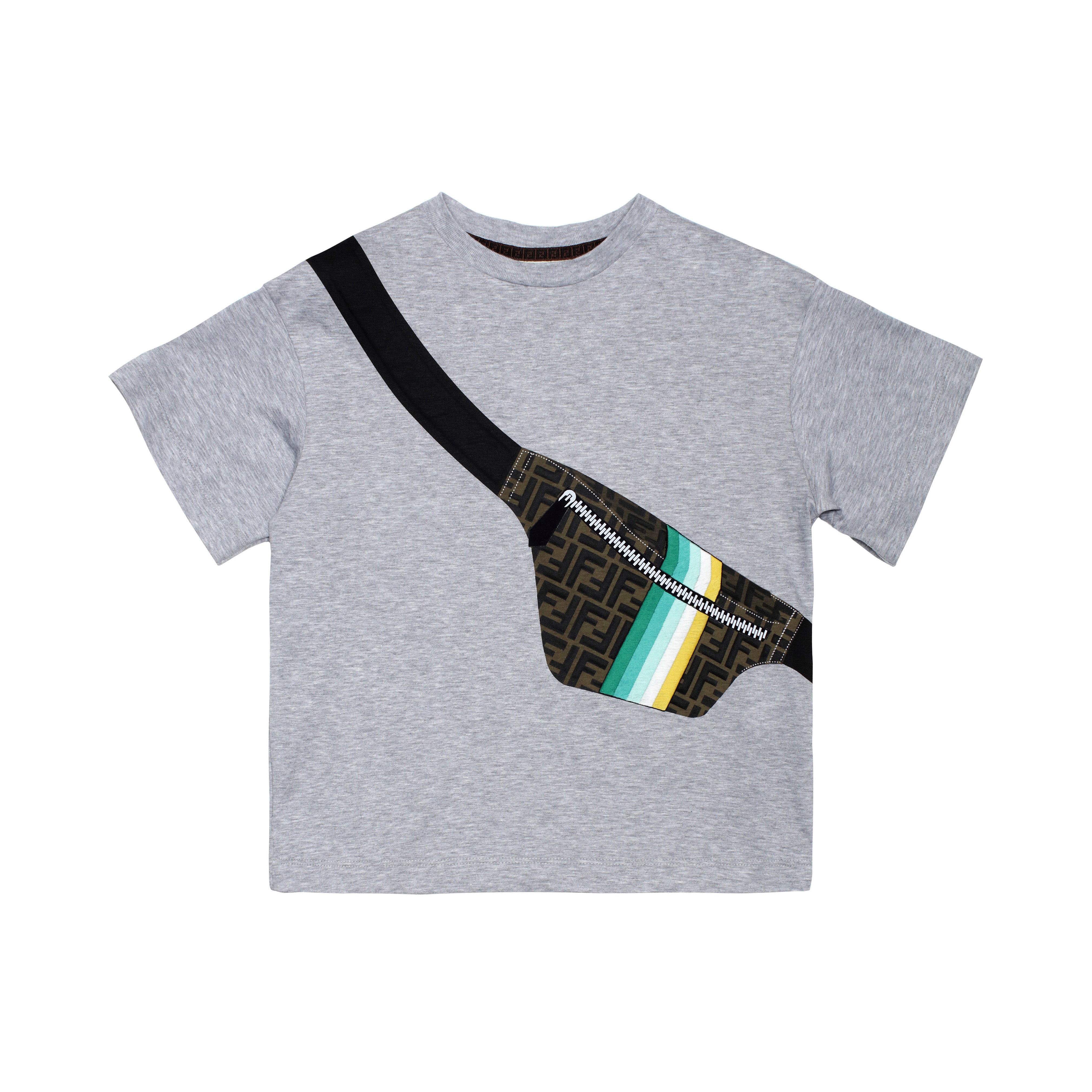 Boys Grey Printing Cotton T-Shirt