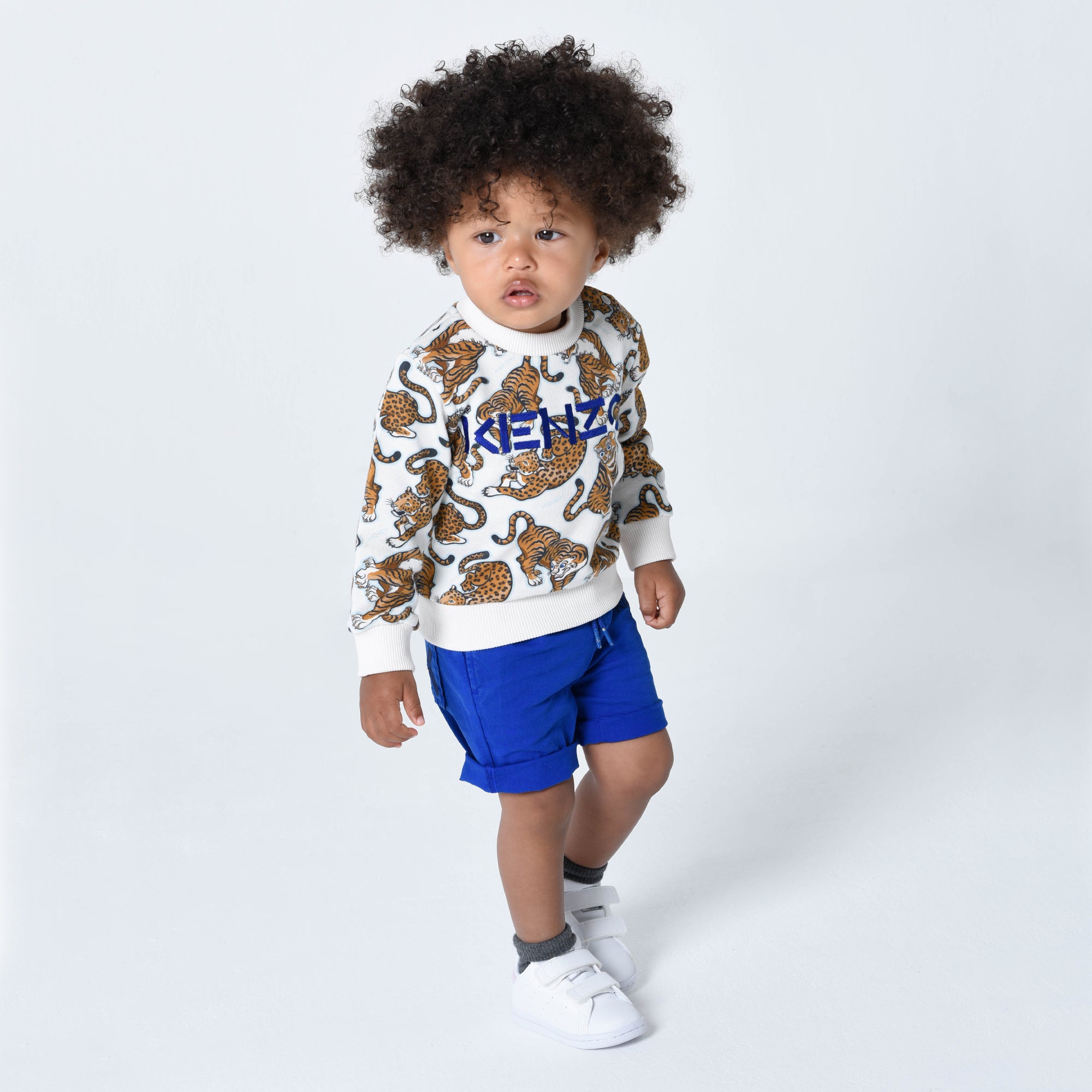 Boys & Girls White Tiger Cotton Sweatshirt