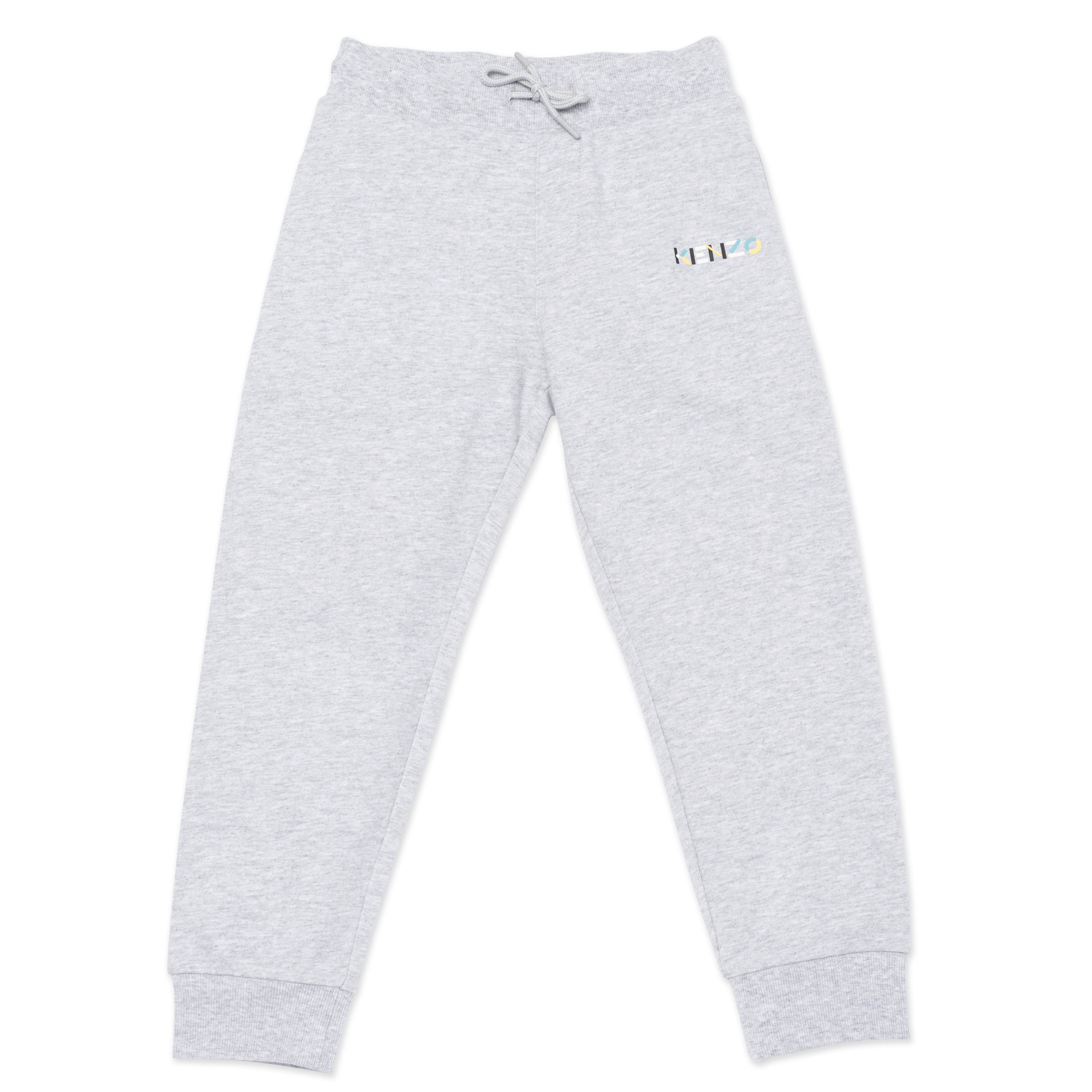 Boys Grey Logo Cotton Trousers