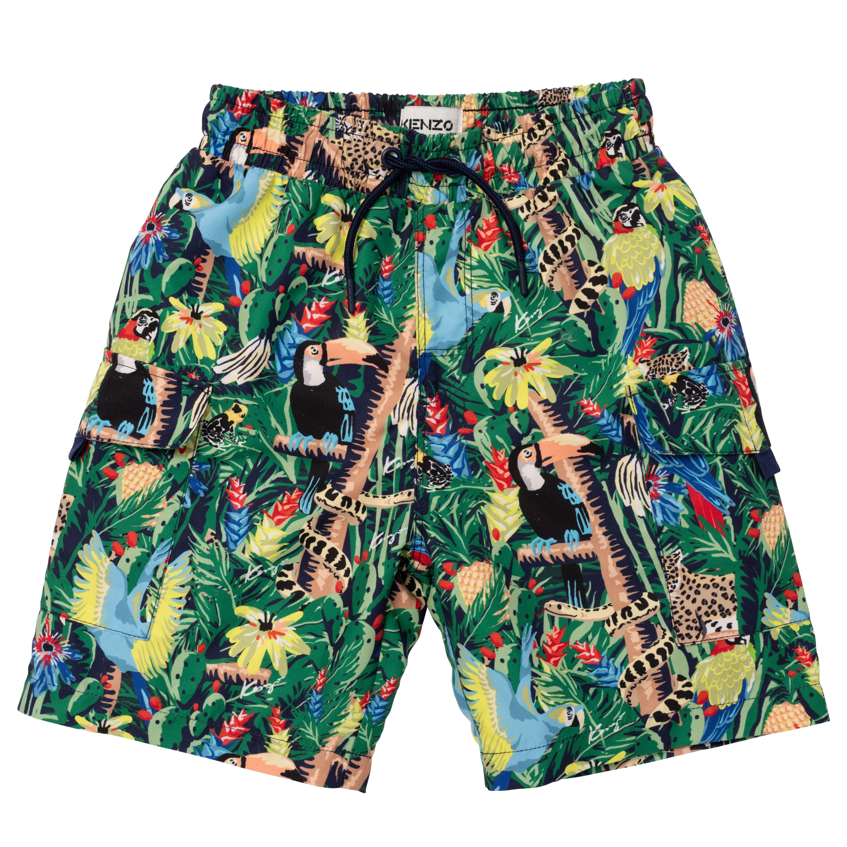 Boys & Girls Green Printing Shorts