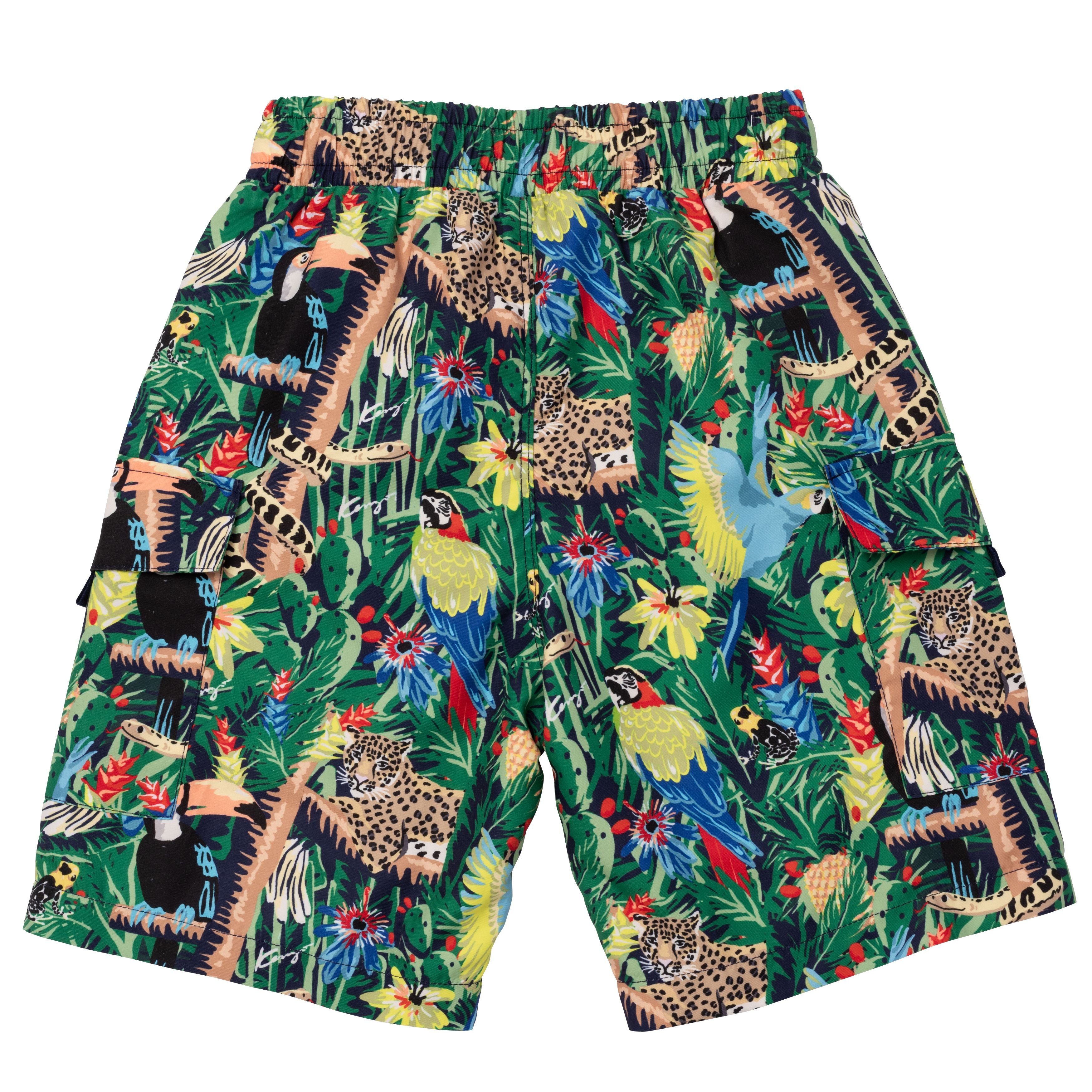 Boys & Girls Green Printing Shorts