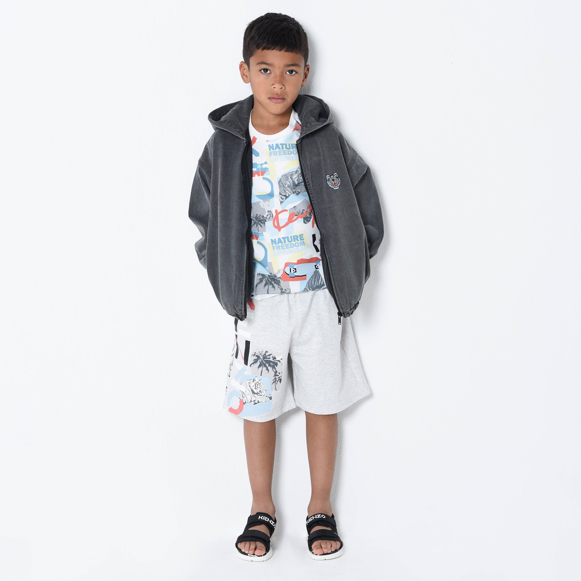 Boys & Girls Grey Cotton Shorts