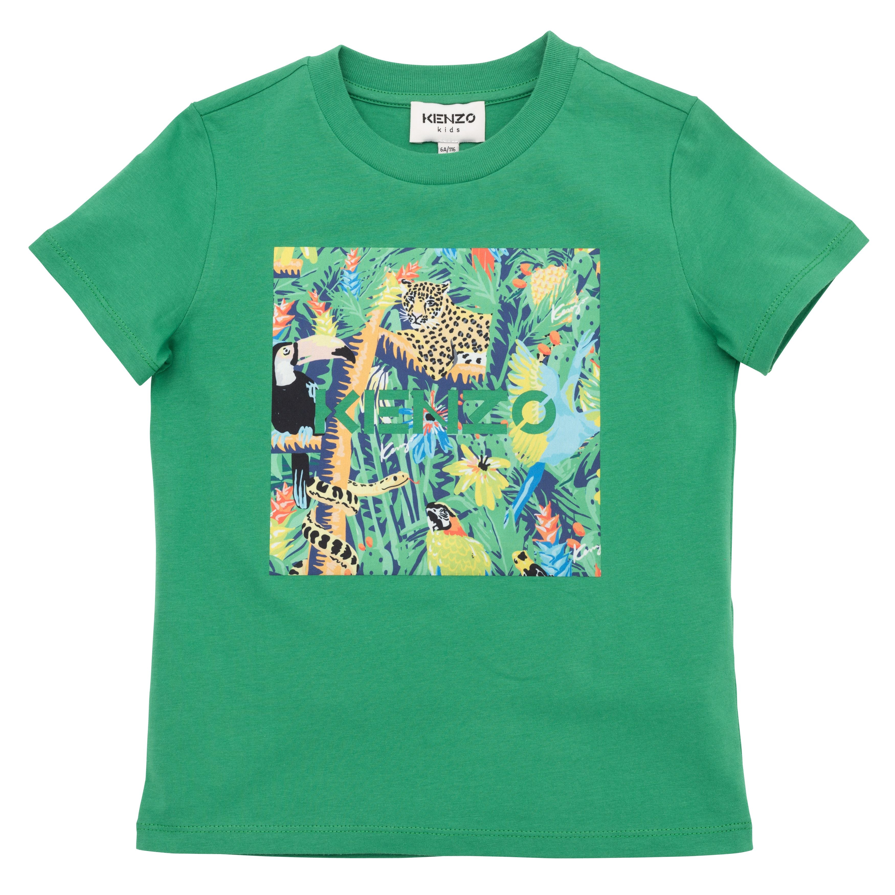 Boys & Girls Green Tiger Cotton T-Shirts