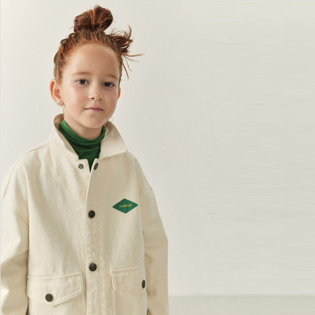 Boys & Girls White Denim Jacket