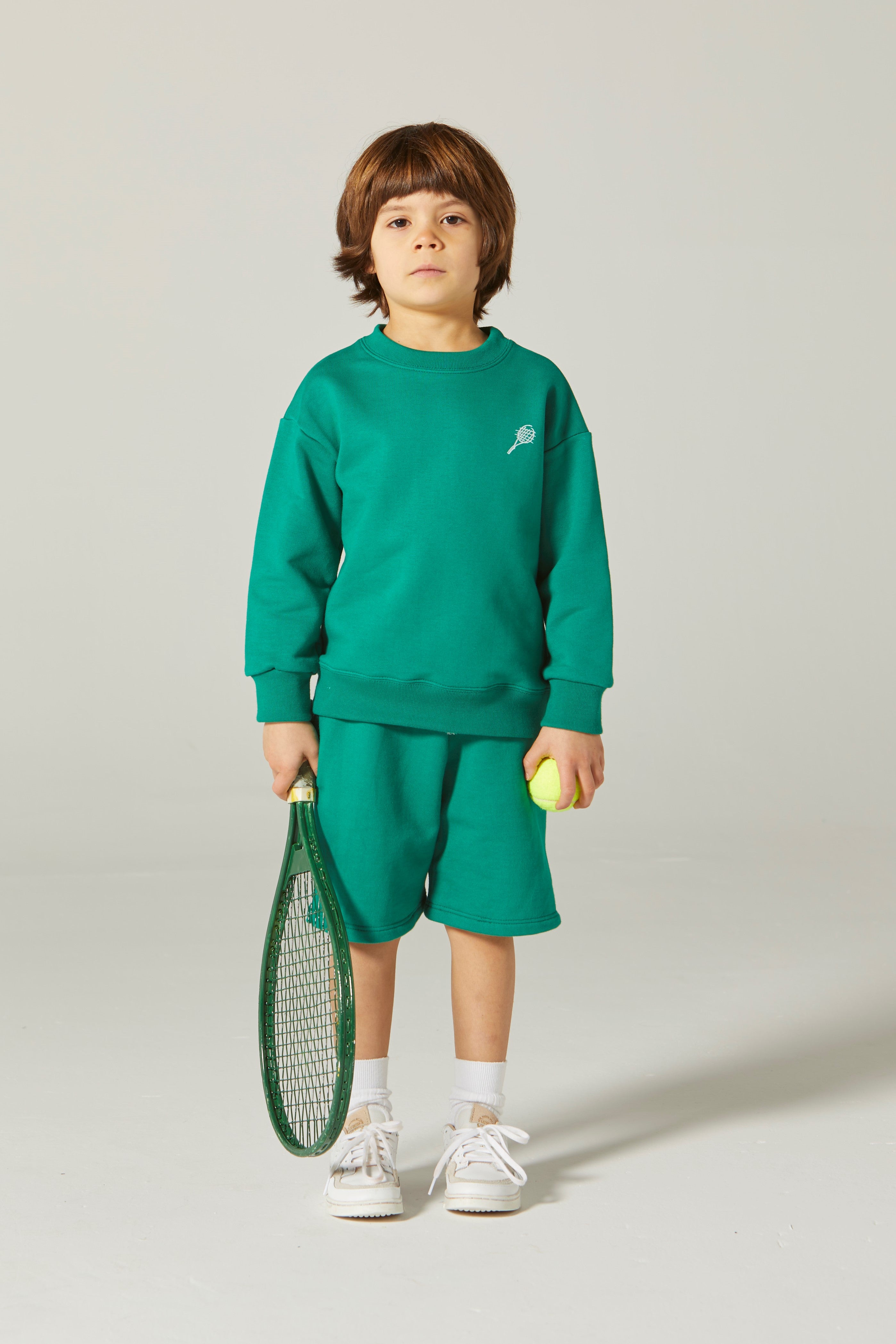 Boys & Girls Green Tennis Cotton Sweatshirt