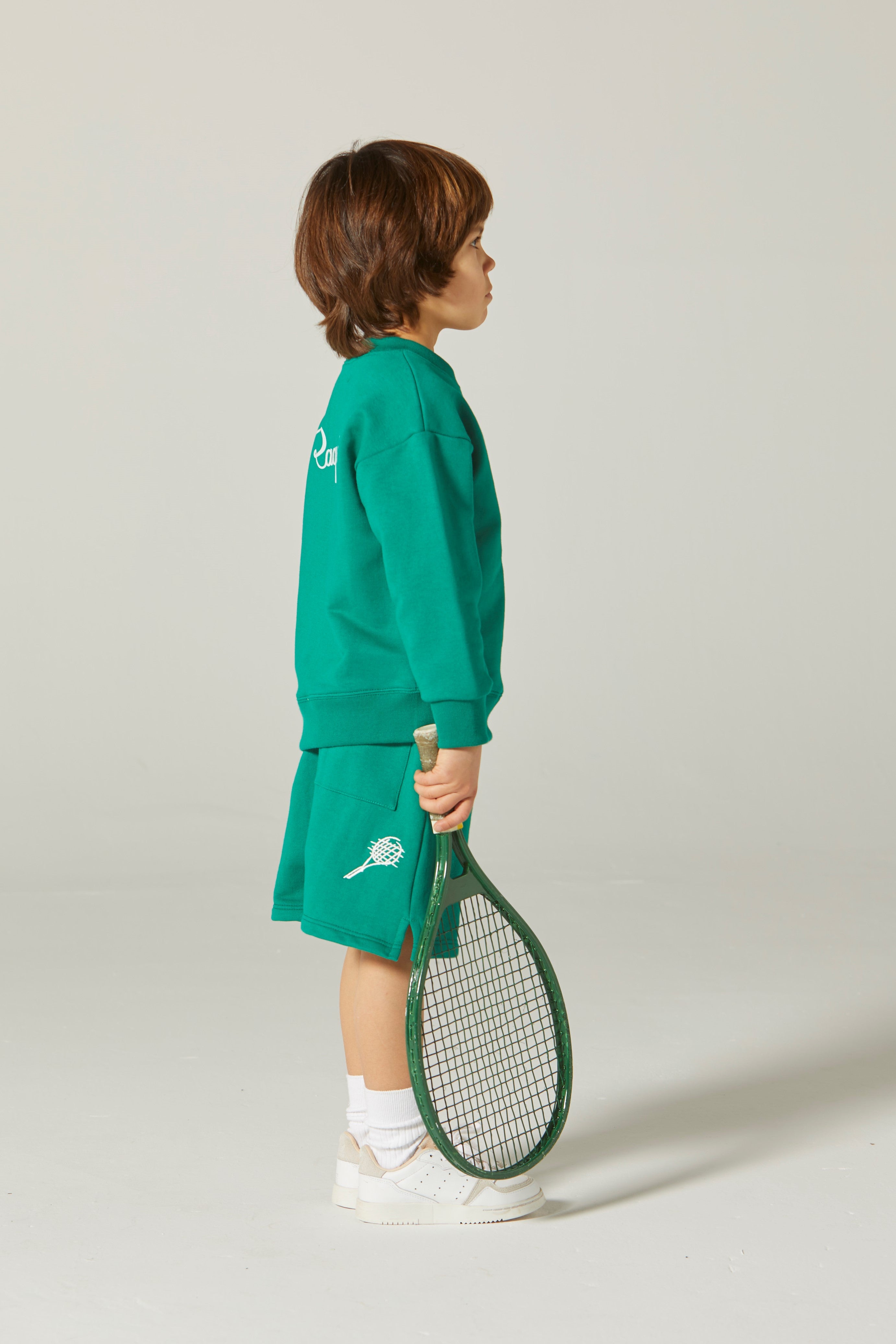 Boys & Girls Green Tennis Cotton Sweatshirt