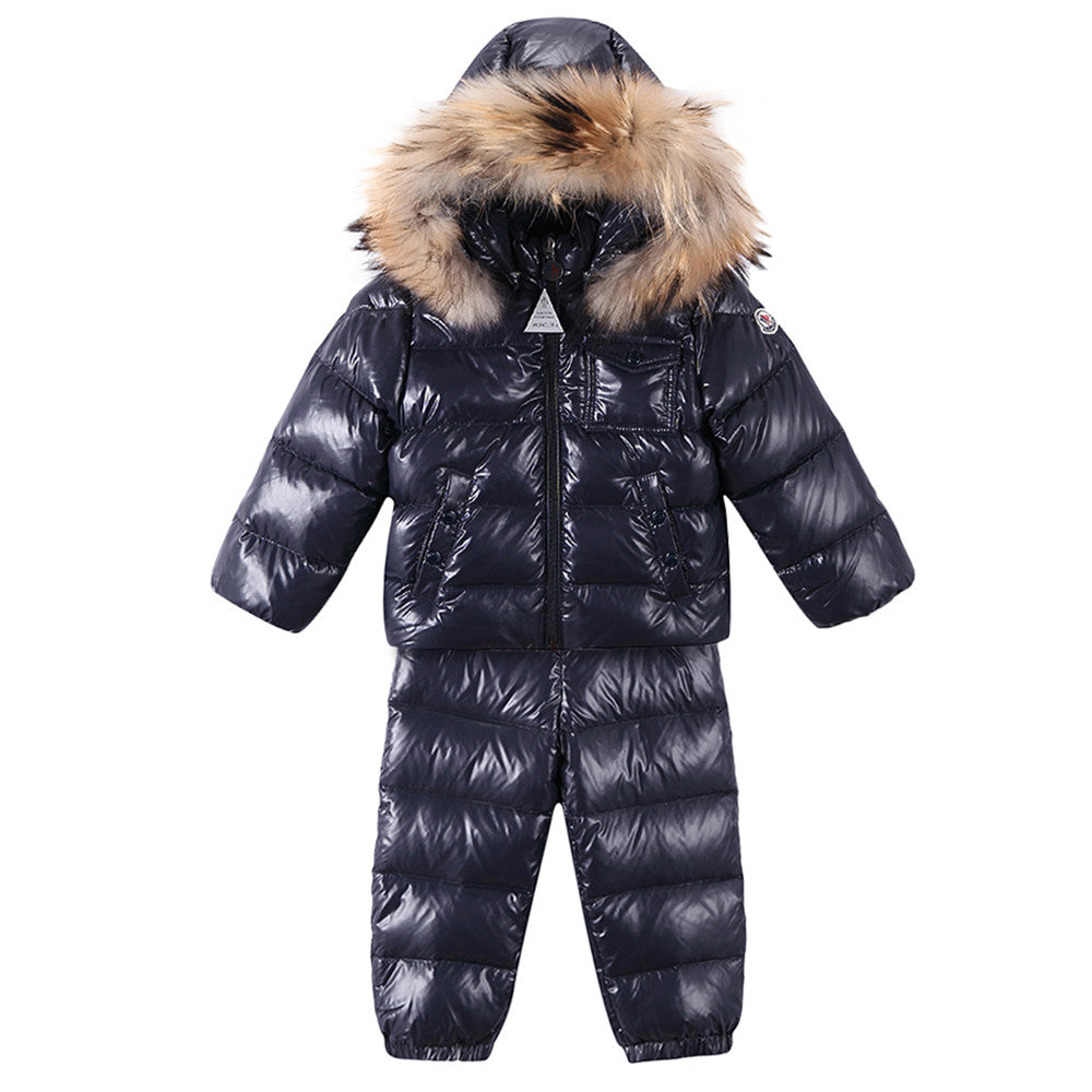 Baby Navy Blue 'Remy' Down Padded 2 Piece Snow Set - CÉMAROSE | Children's Fashion Store - 1