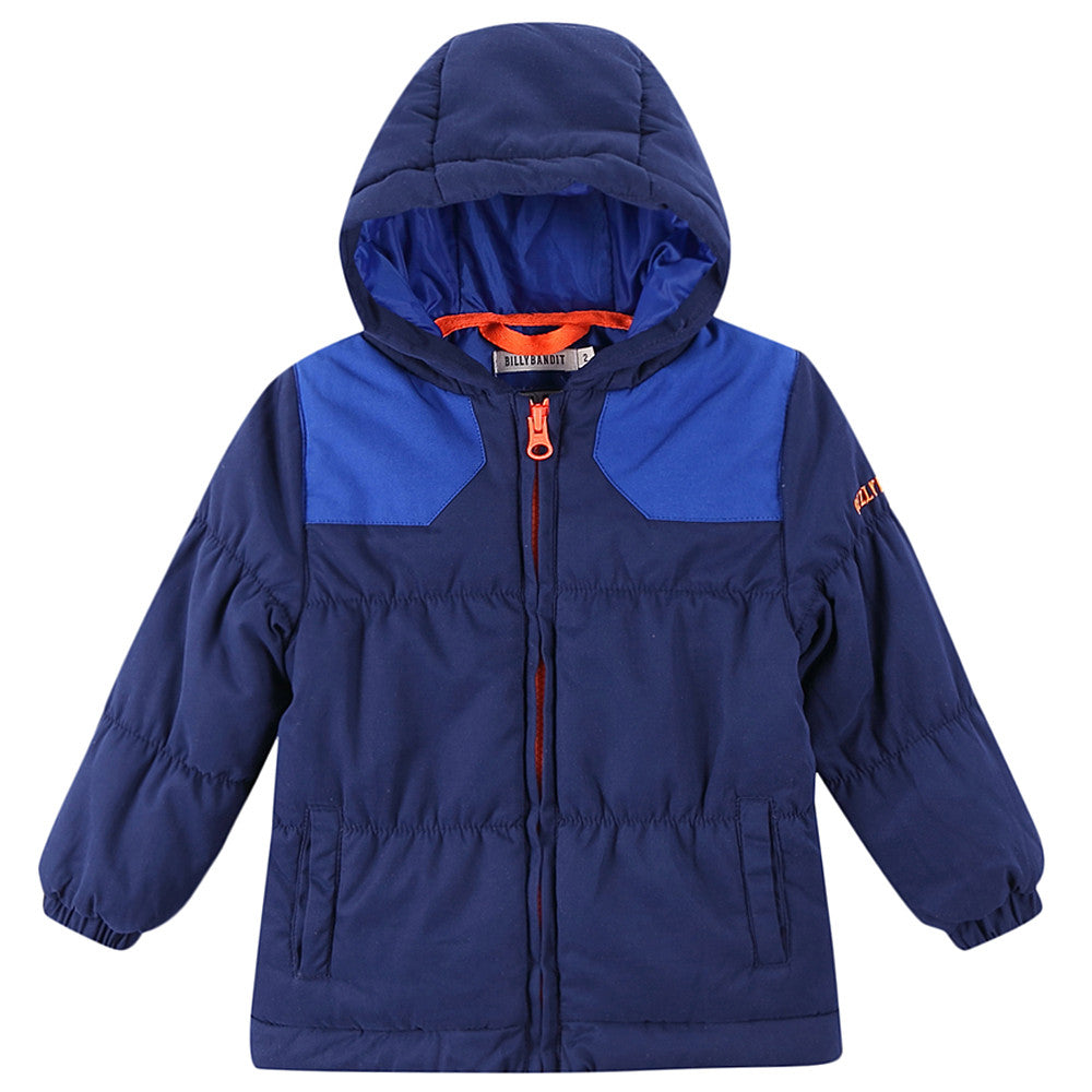 Boys Navy Blue Hooded Padded Down Jacket - CÉMAROSE | Children's Fashion Store - 1