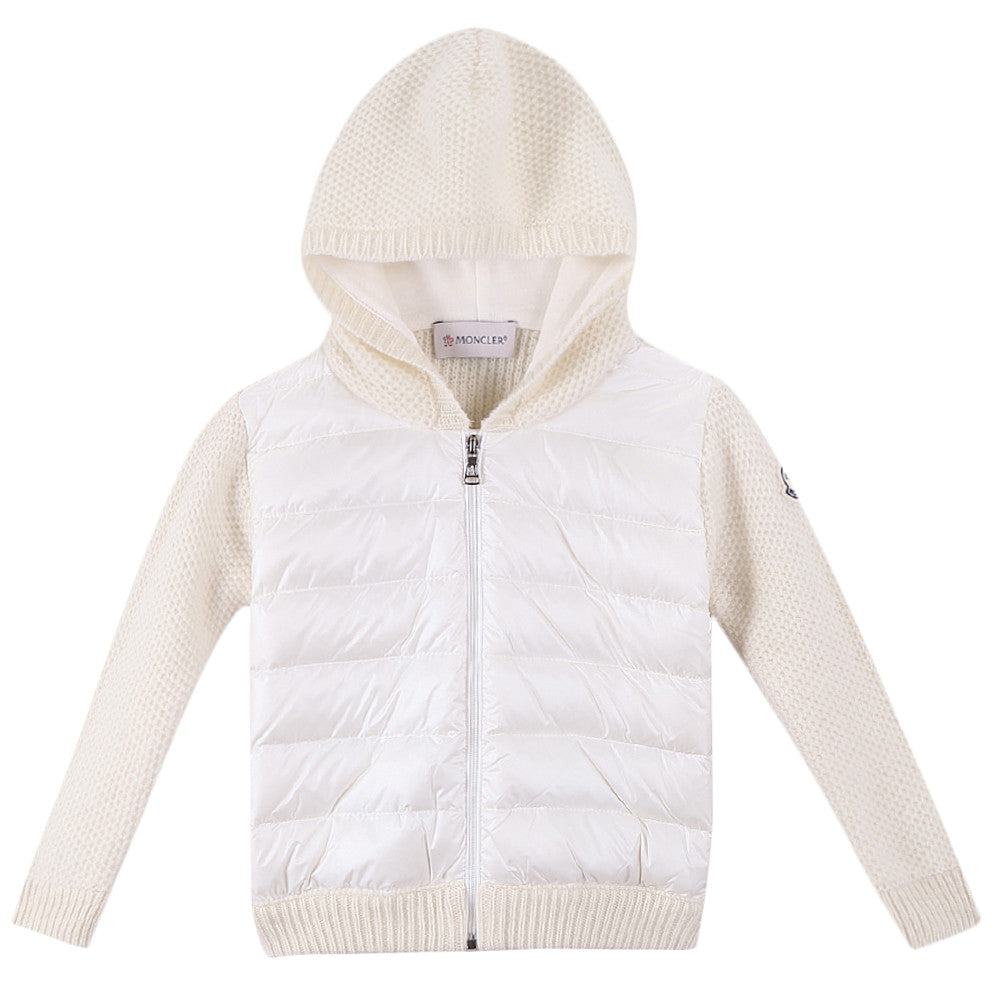 Baby Girls White Hooded Knitted Cardigan - CÉMAROSE | Children's Fashion Store - 1