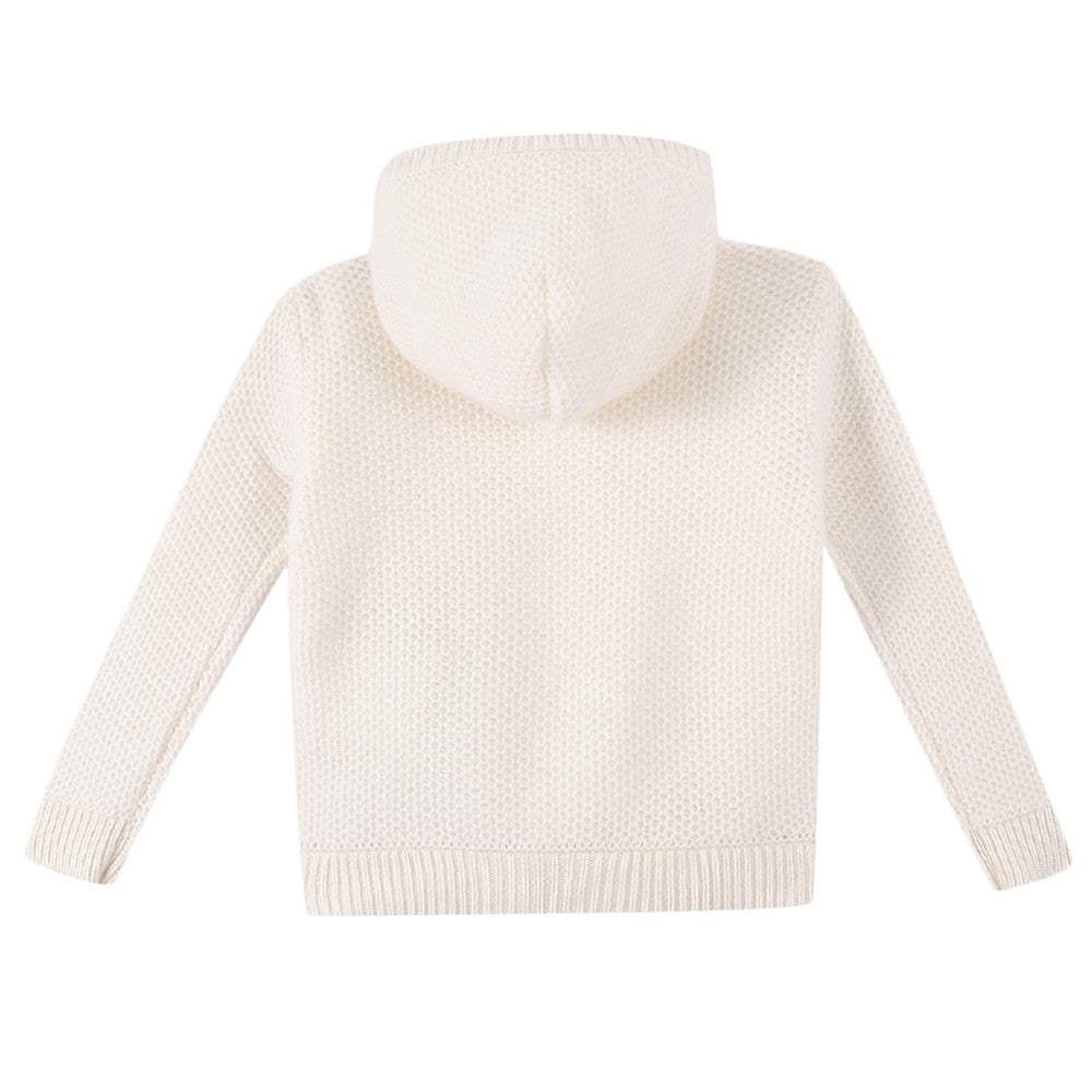 Baby Girls White Hooded Knitted Cardigan - CÉMAROSE | Children's Fashion Store - 2