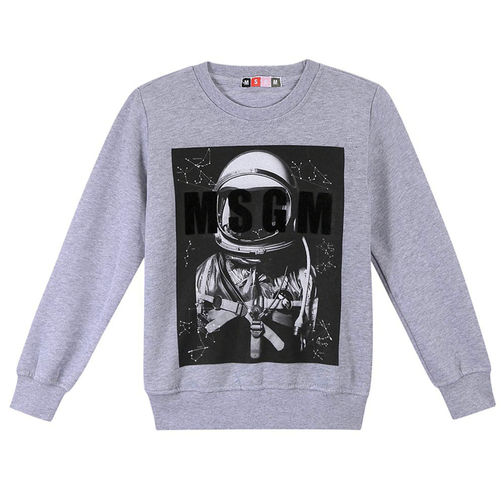 Boys Grey Fancy Printed Cotton Sweatshirt - CÉMAROSE | Children's Fashion Store - 1