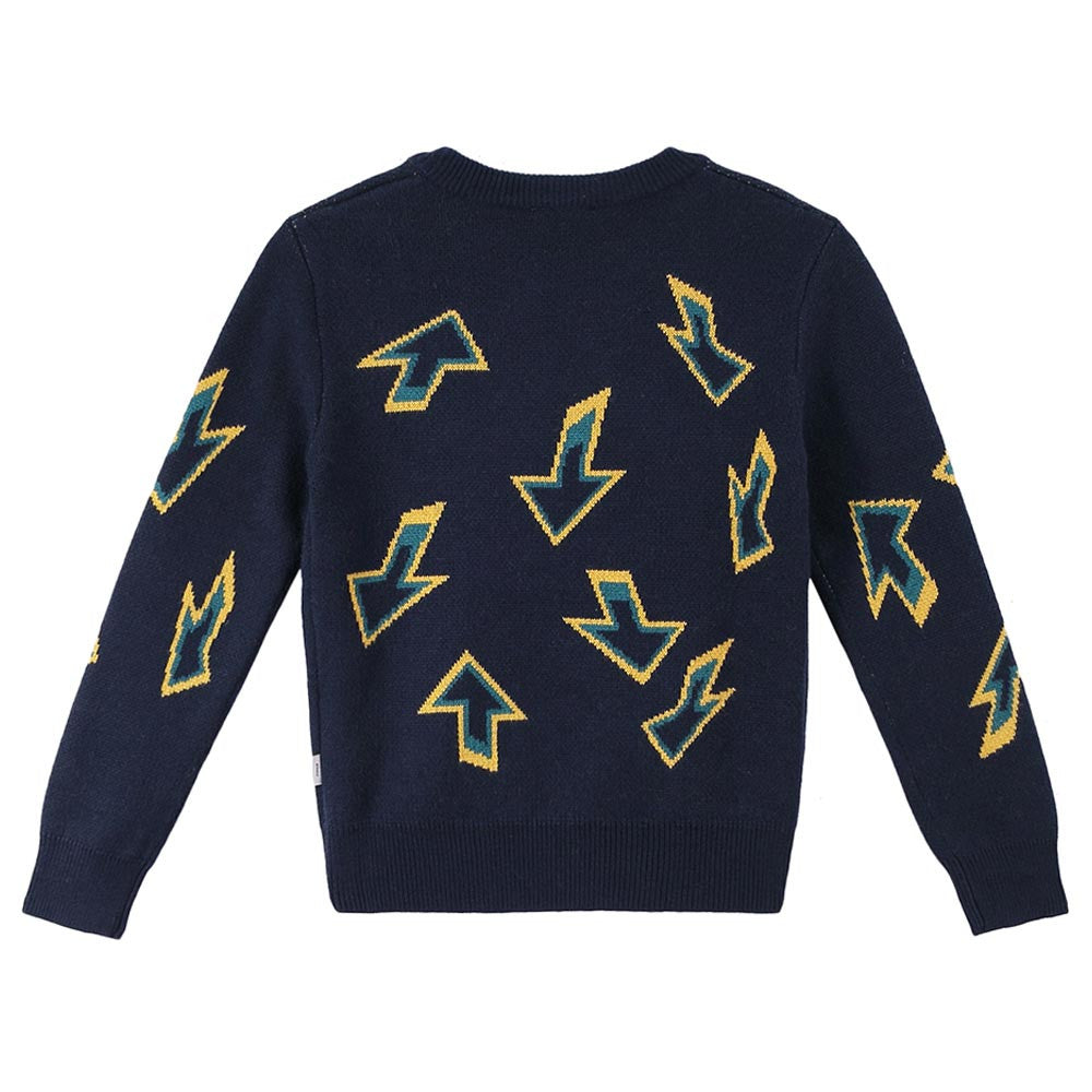 Boys Petrol Blue Arrow Trims Knitted Sweater - CÉMAROSE | Children's Fashion Store - 2