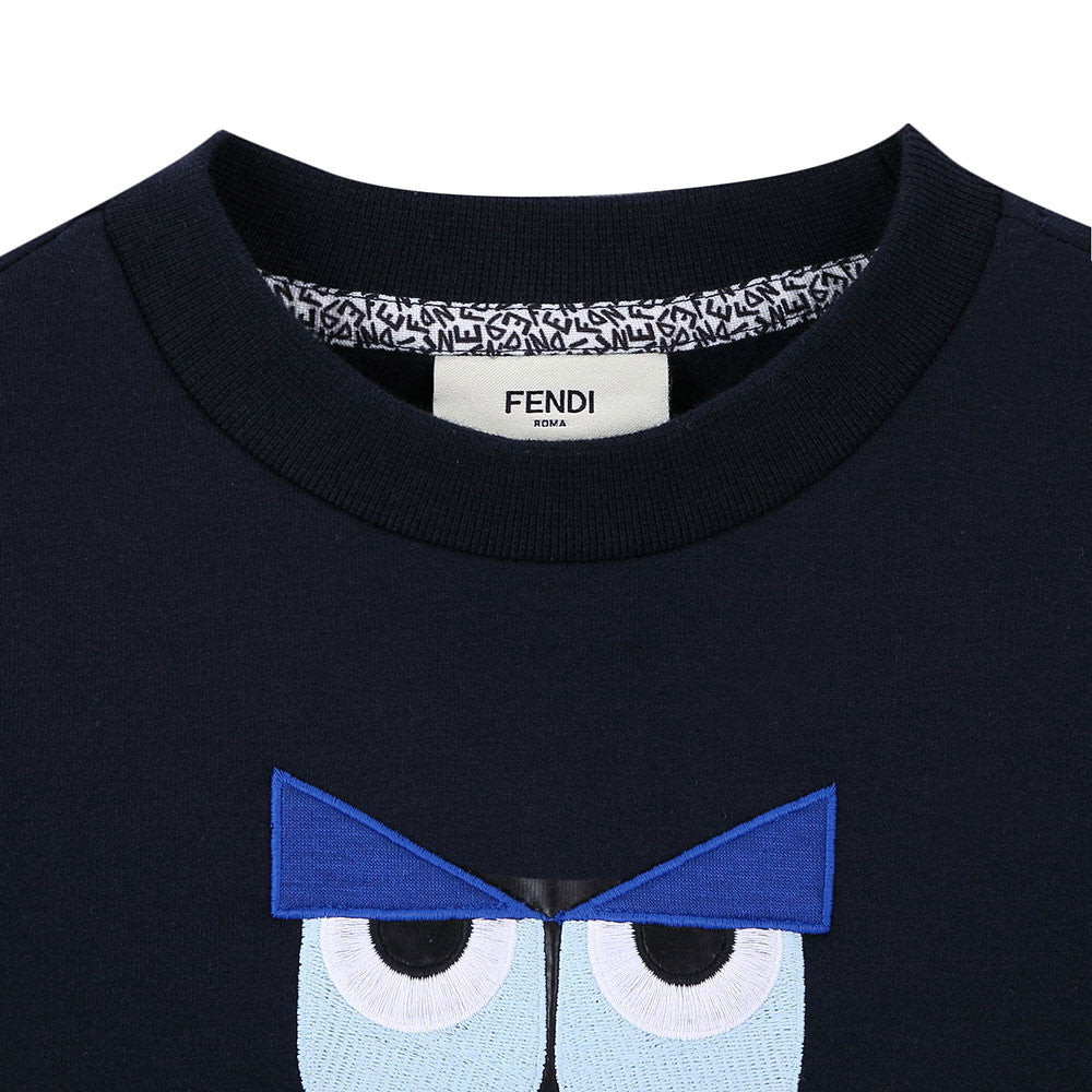 Boys Navy Blue Monster Printed Cotton Sweatshirt - CÉMAROSE | Children's Fashion Store - 3