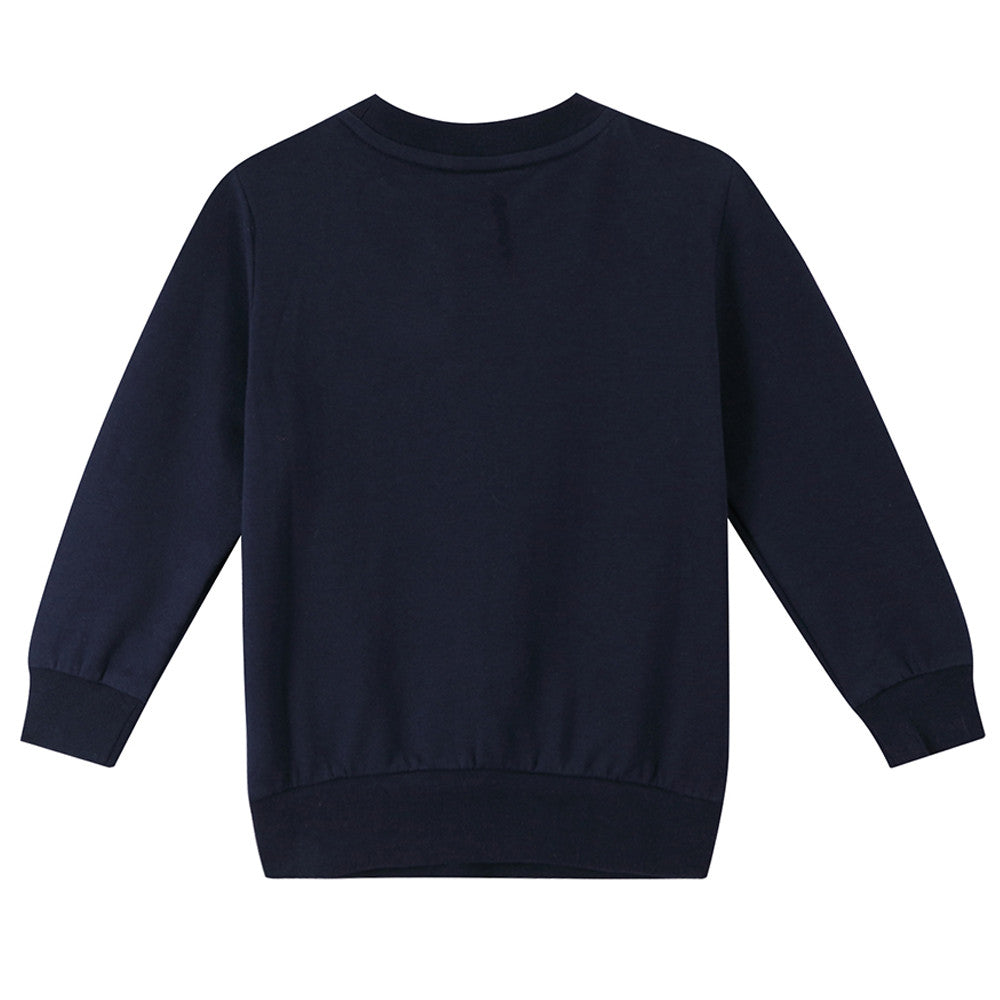 Boys Navy Blue Monster Printed Cotton Sweatshirt - CÉMAROSE | Children's Fashion Store - 2