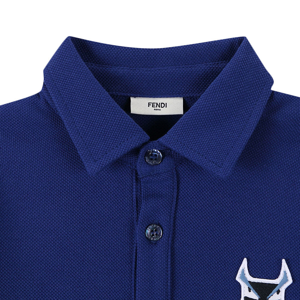 Baby Boys Blue Monster Trims Cotton Polo Shirt - CÉMAROSE | Children's Fashion Store - 3