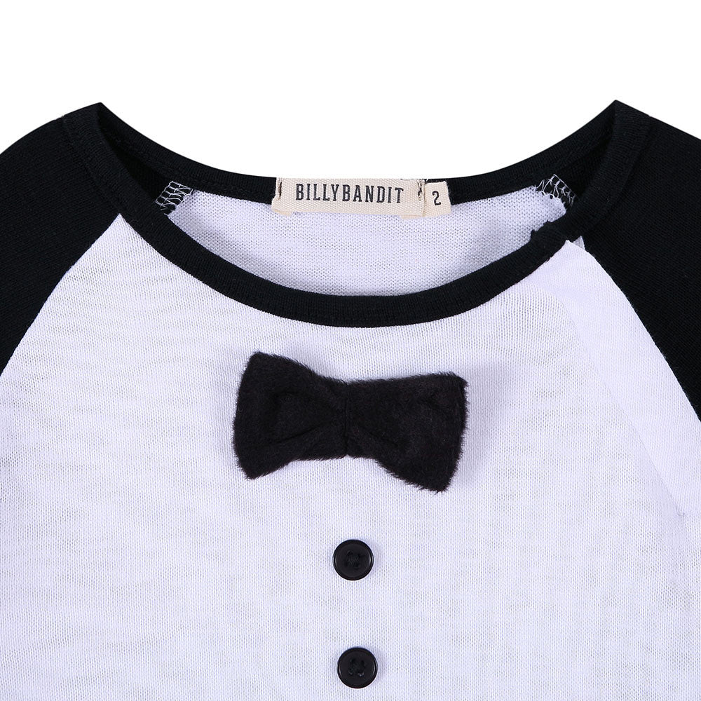 Baby Boys White Cotton T-Shirt With Black Cuffs - CÉMAROSE | Children's Fashion Store - 3