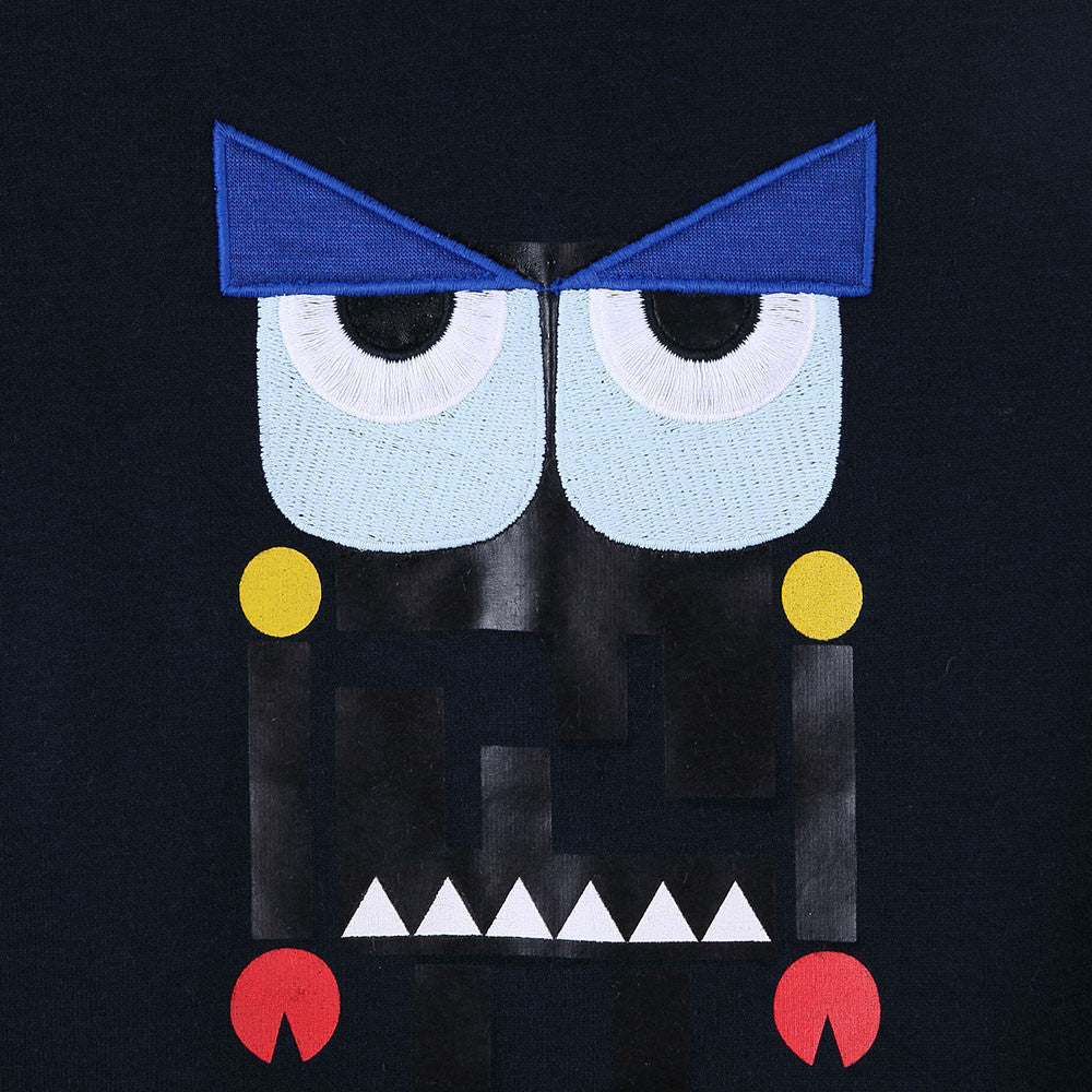 Boys Navy Blue Monster Printed Cotton Sweatshirt - CÉMAROSE | Children's Fashion Store - 5